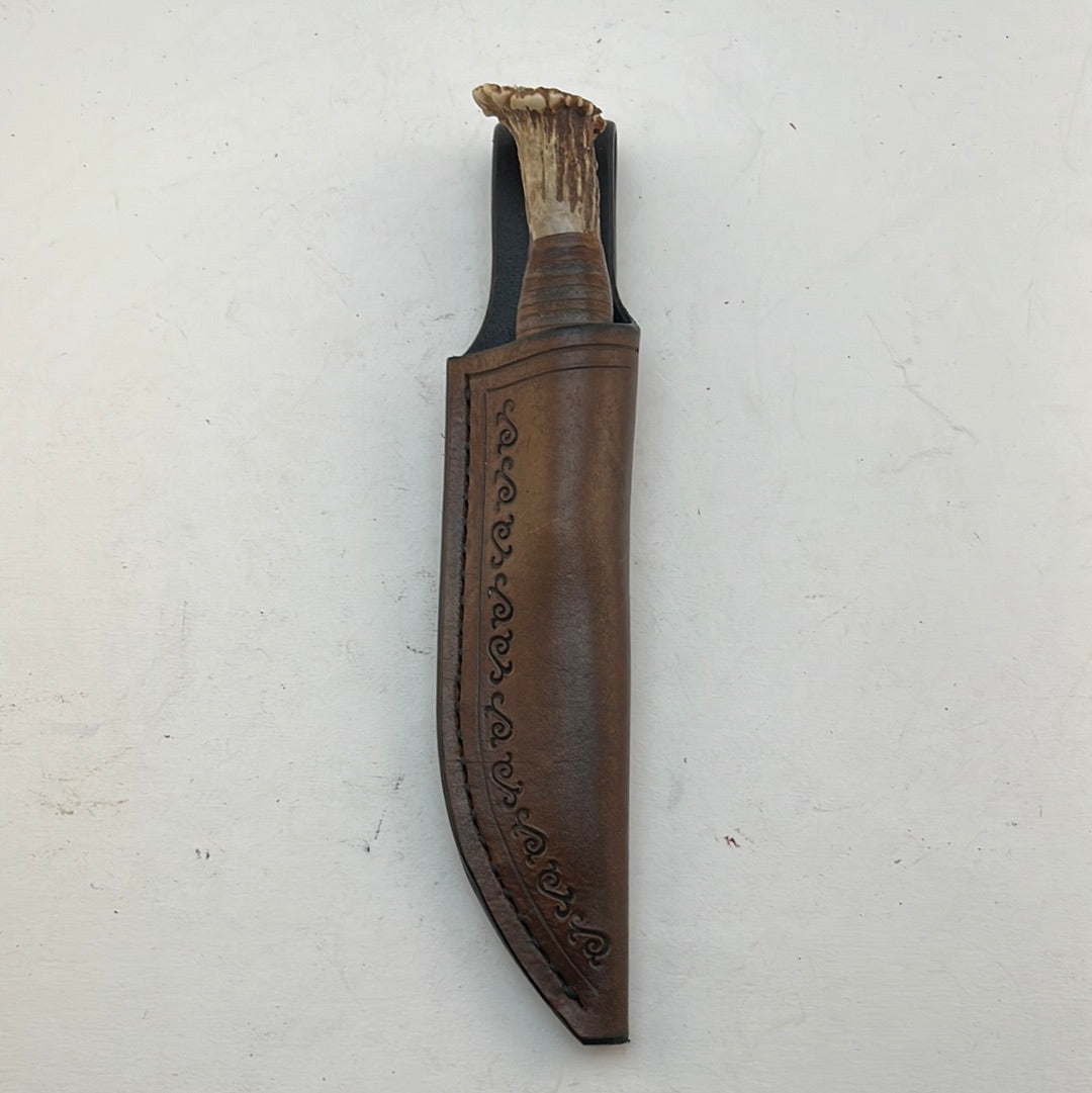 Pecks Woods Leather - Leather Spacer handle with antler pieces #50