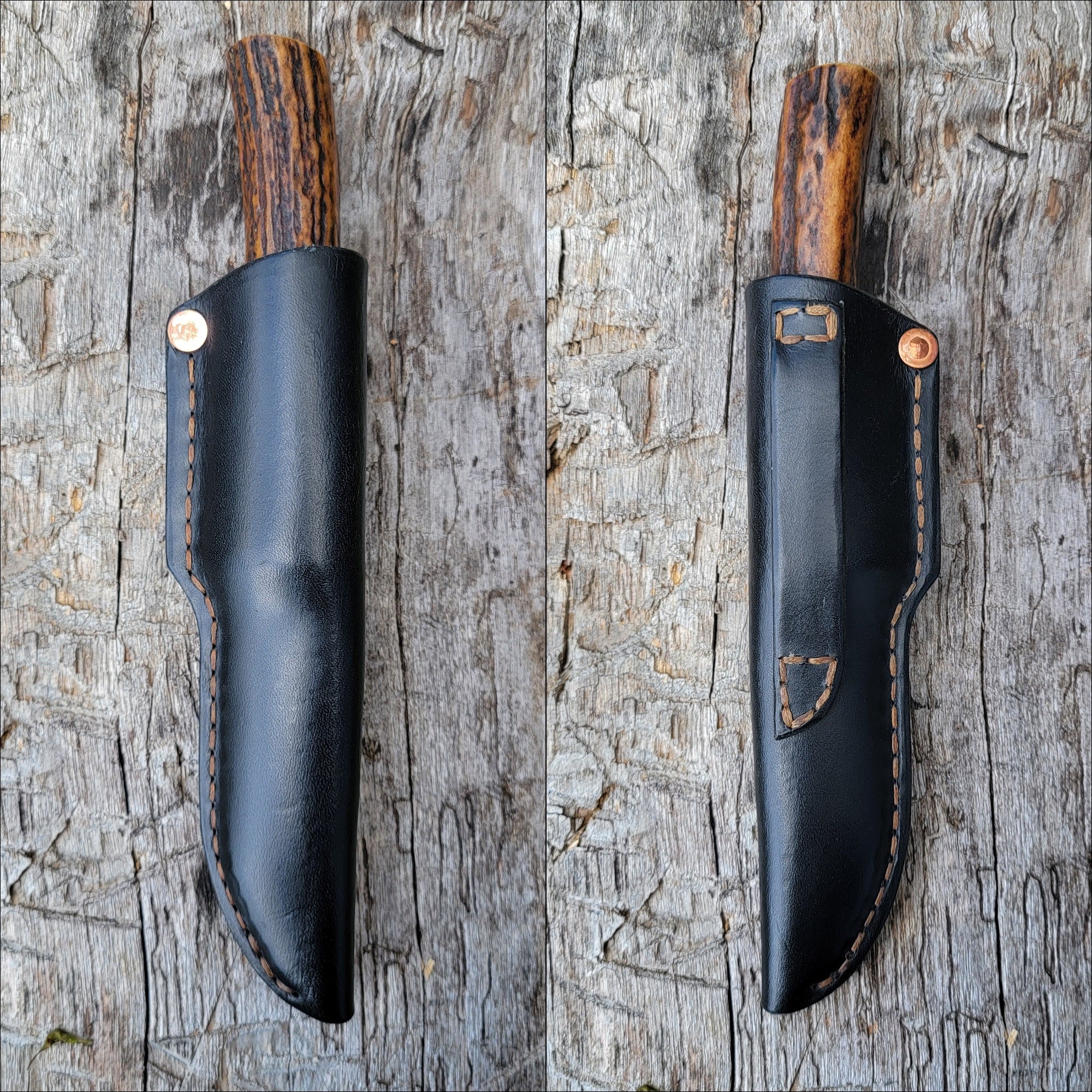 Pete's Custom Knives - Handmade small EDC/pocket knife. Premium Stag/Green Jasper #32