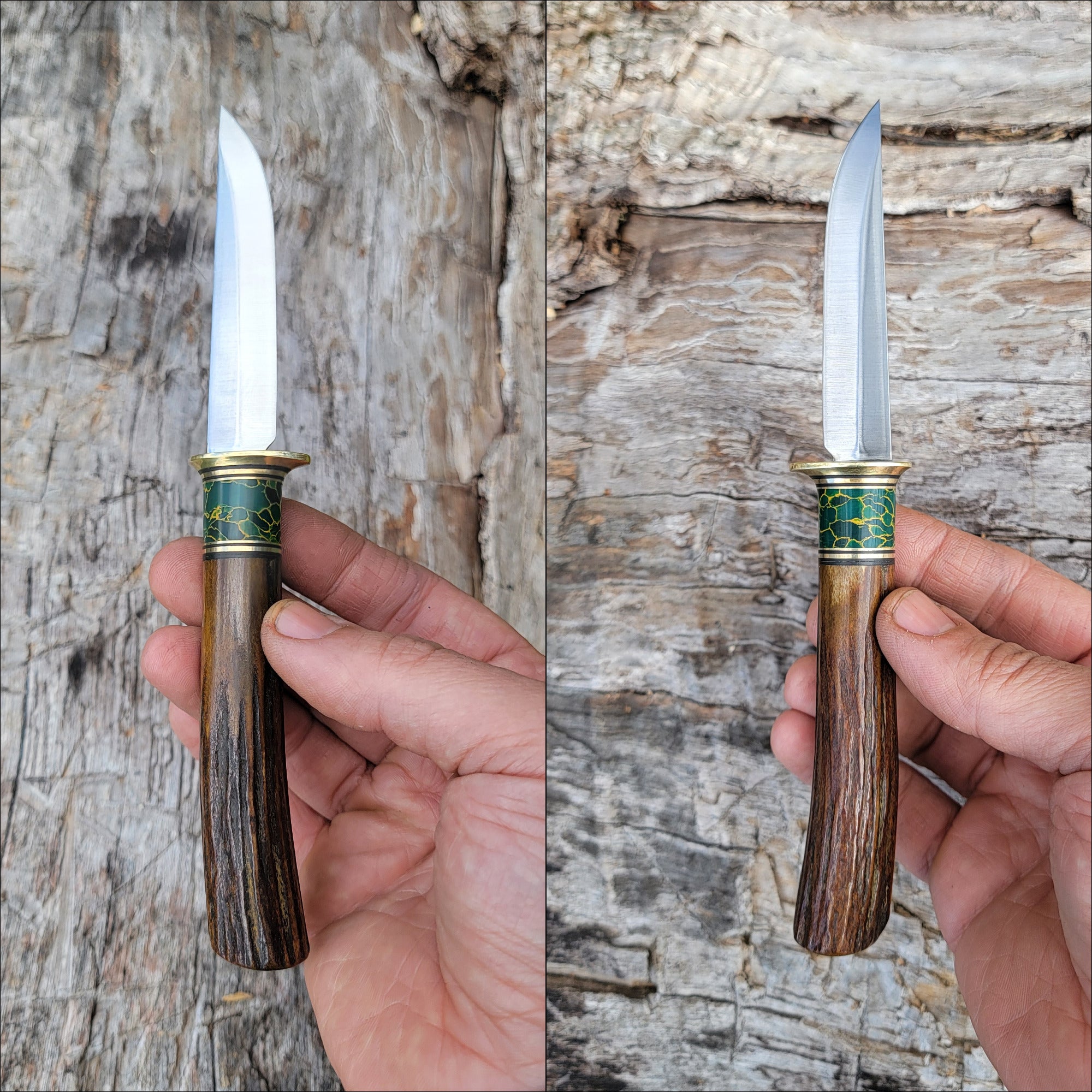 Pete's Custom Knives - Handmade small EDC/pocket knife. Premium Stag/Green Jasper #32