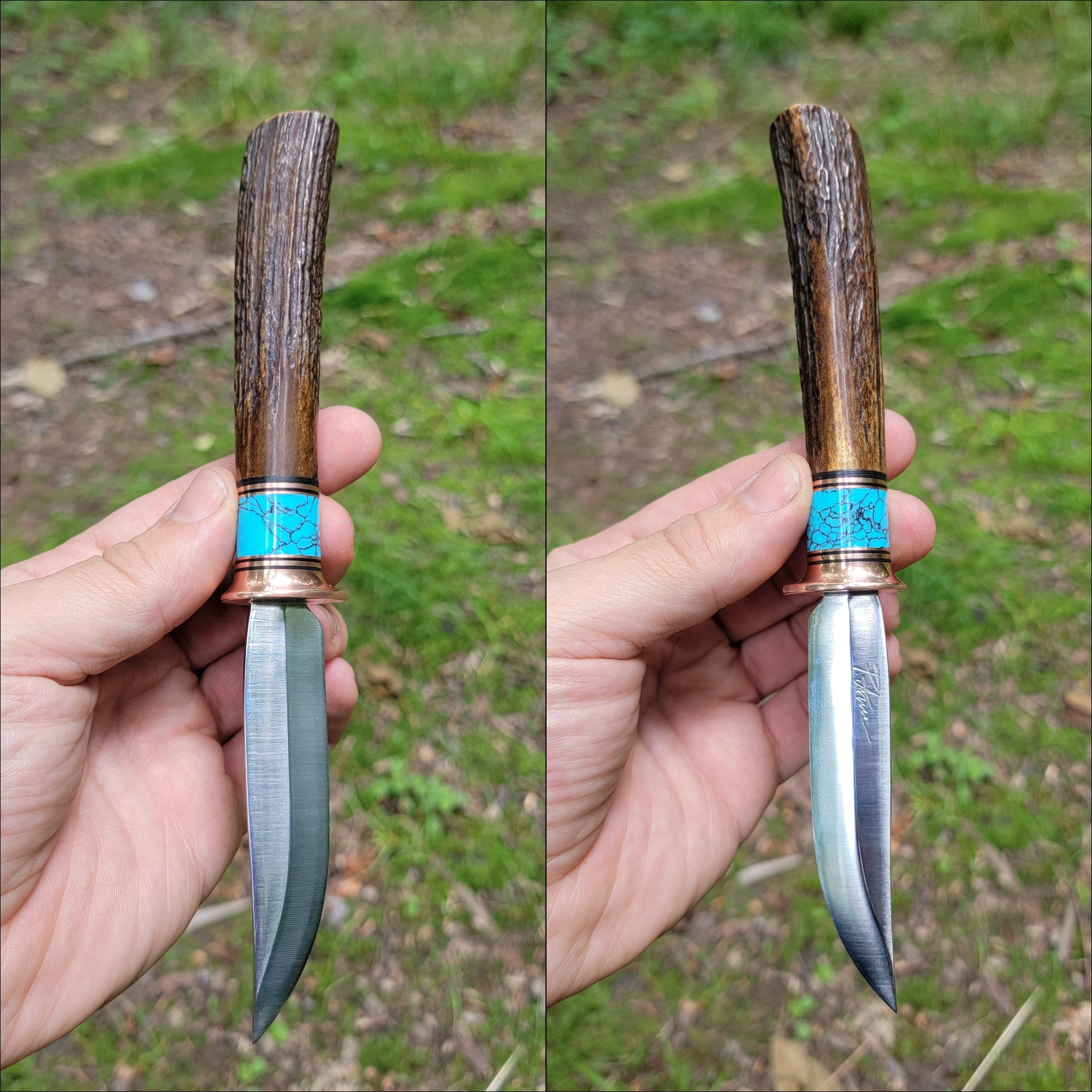 Pete's Custom Knives - All-around Knife. Lauri 95 - Turquoise with Black web #35