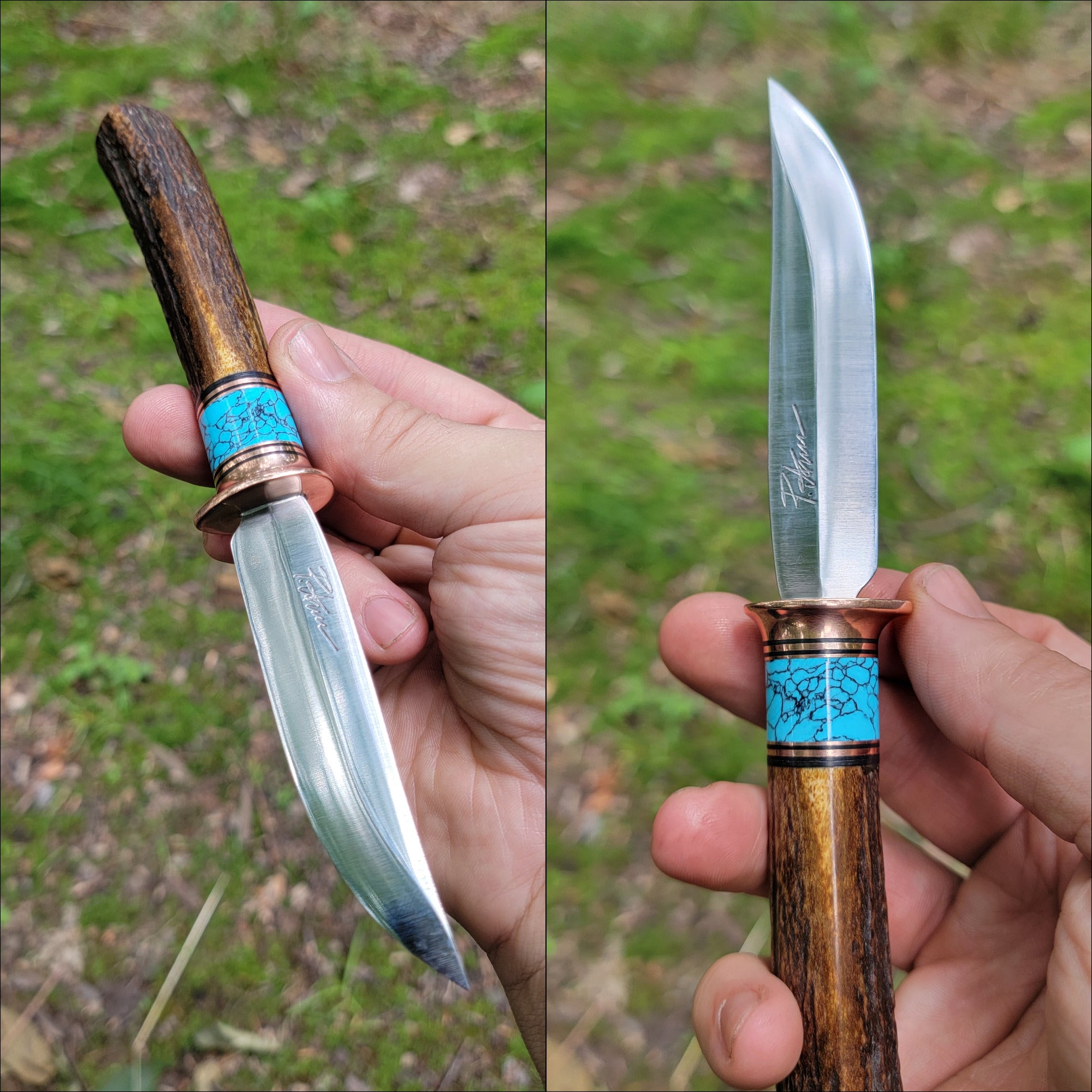 Pete's Custom Knives - All-around Knife. Lauri 95 - Turquoise with Black web #35