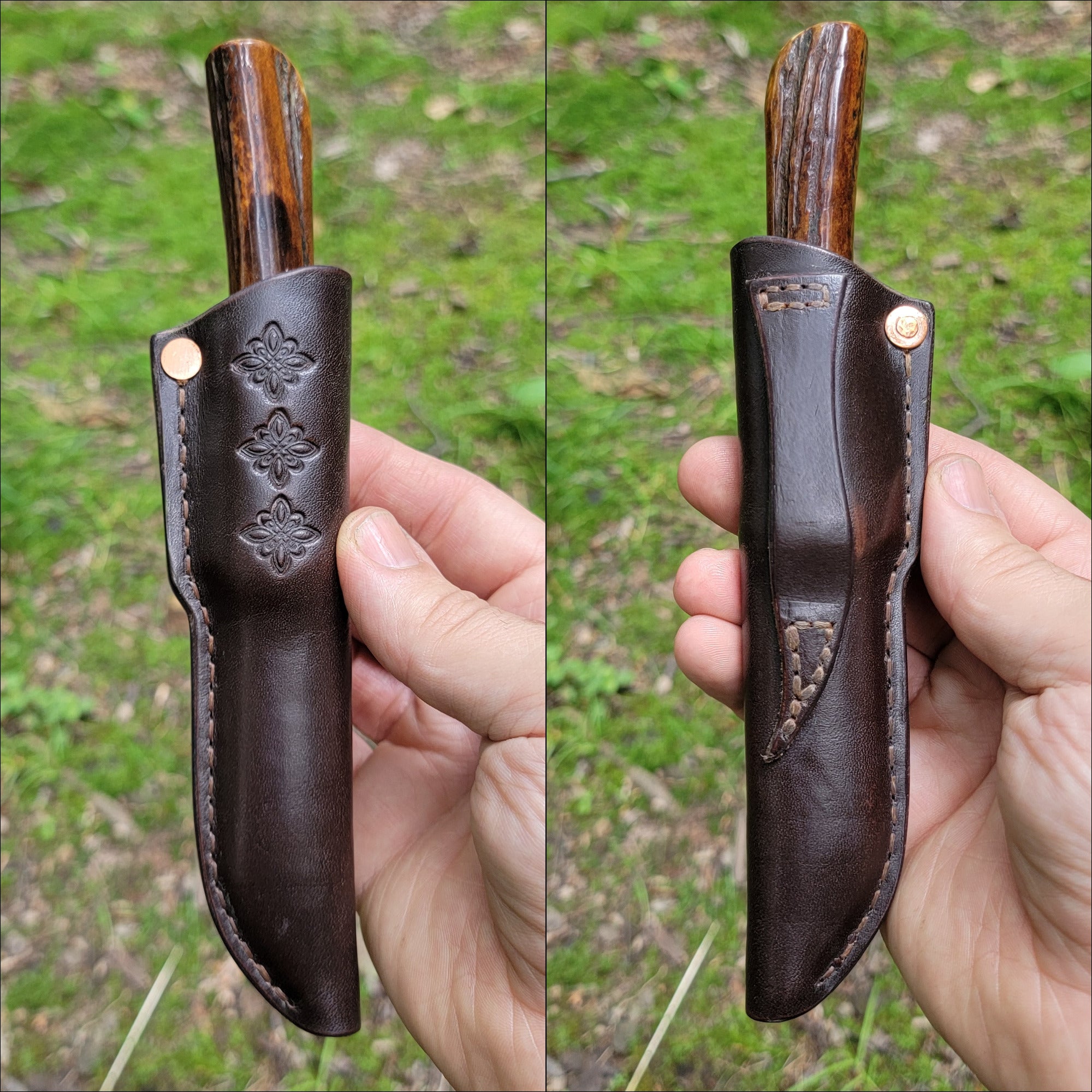 Pete's Custom Knives - All-around Utility Knife Lauri 95 - White Turquoise with copper web #34