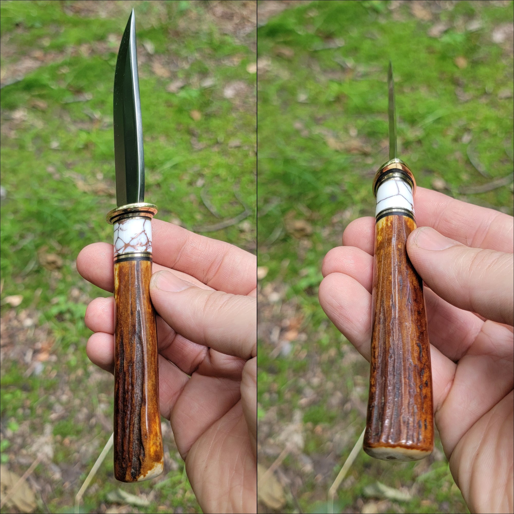 Pete's Custom Knives - All-around Utility Knife Lauri 95 - White Turquoise with copper web #34