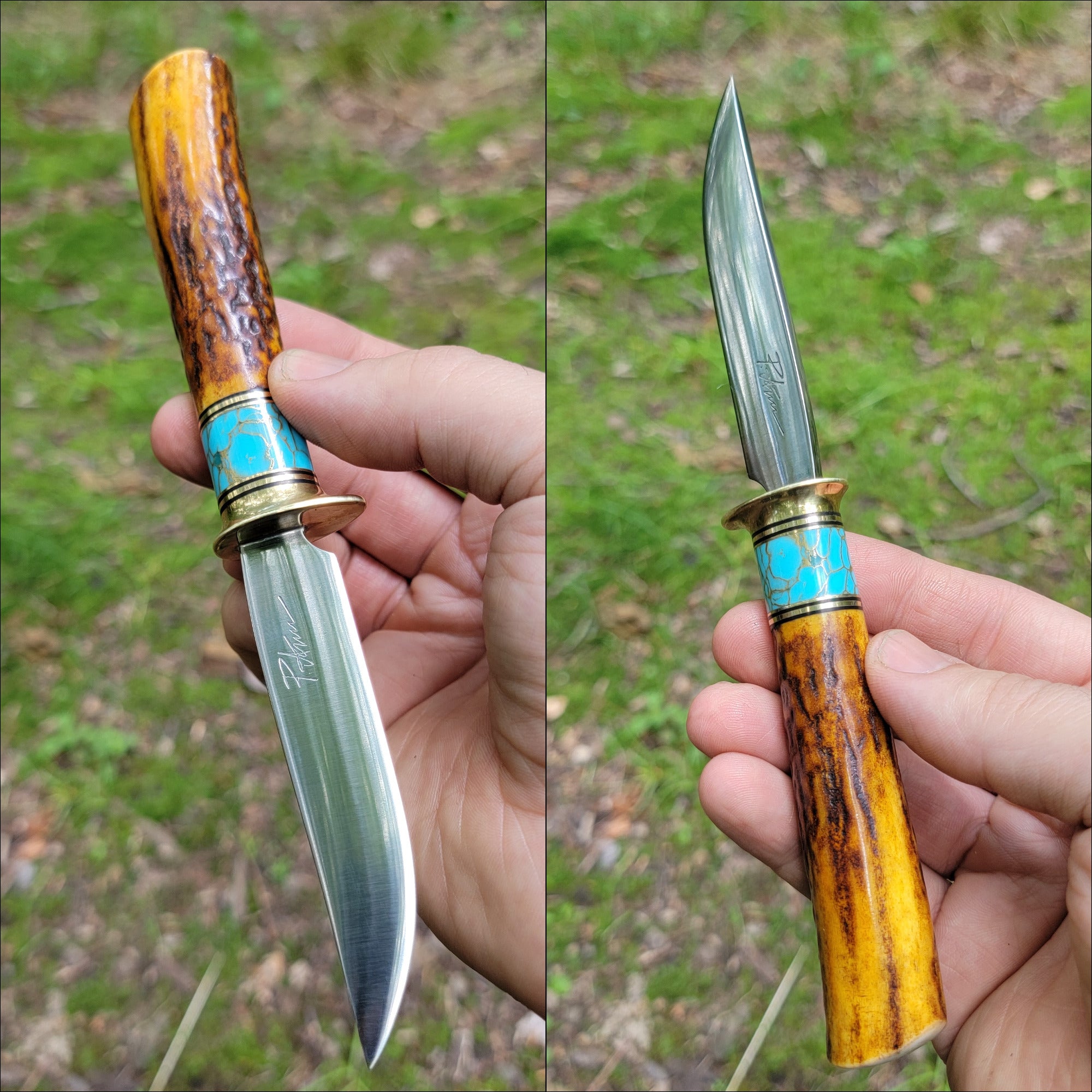 Pete's Custom Knives - All-around Knife. Lauri 95 - Turquoise with copper web #37
