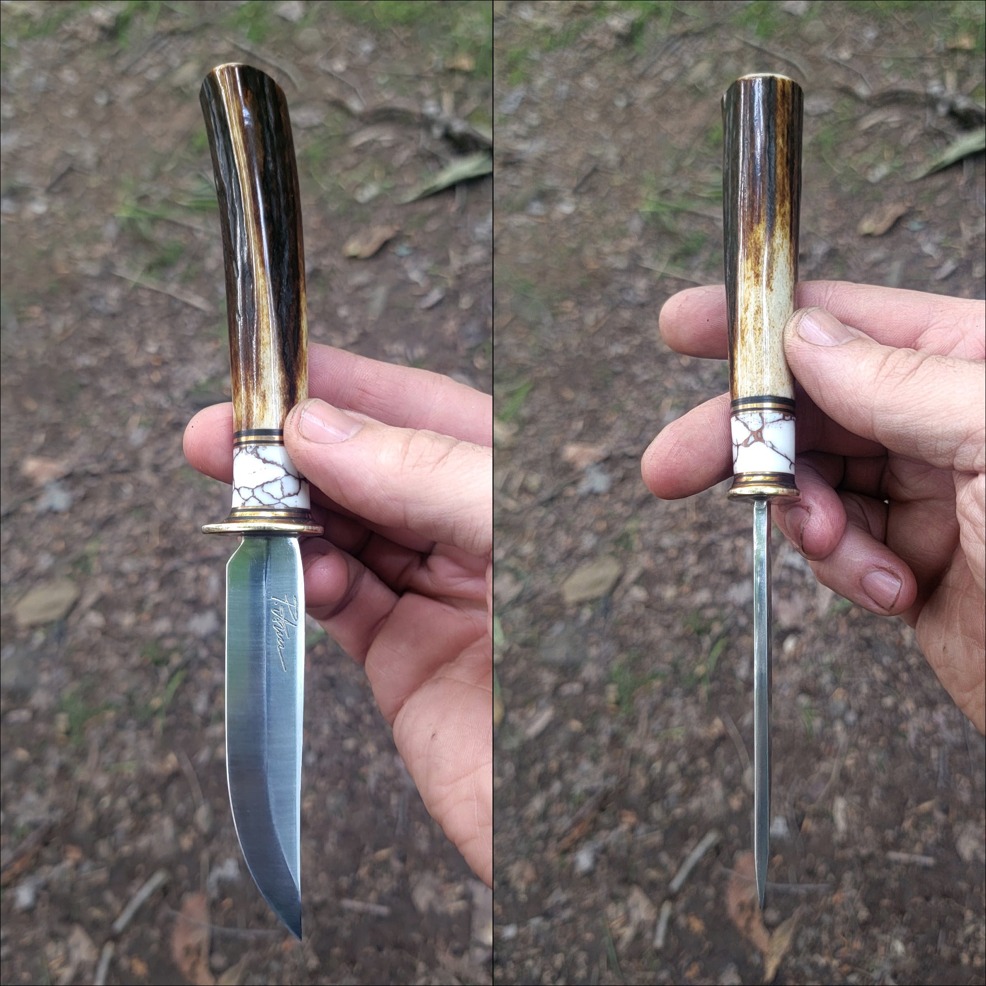 Pete's Custom Knives - All-around Knife. Lauri 95 - White Turquoise with Copper web #38