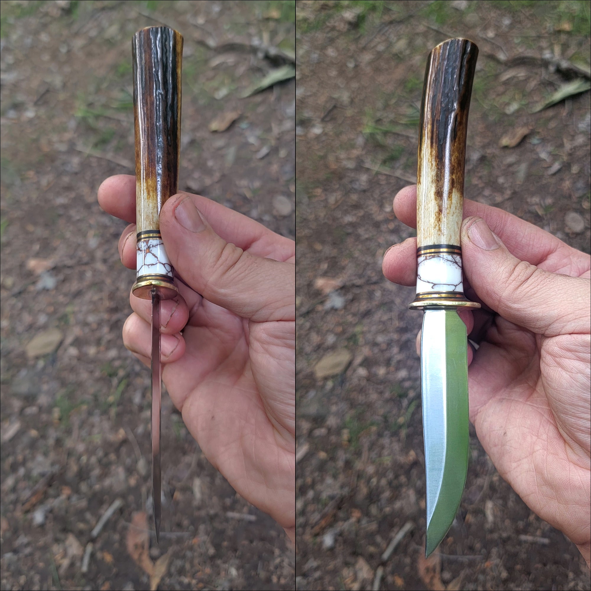Pete's Custom Knives - All-around Knife. Lauri 95 - White Turquoise with Copper web #38