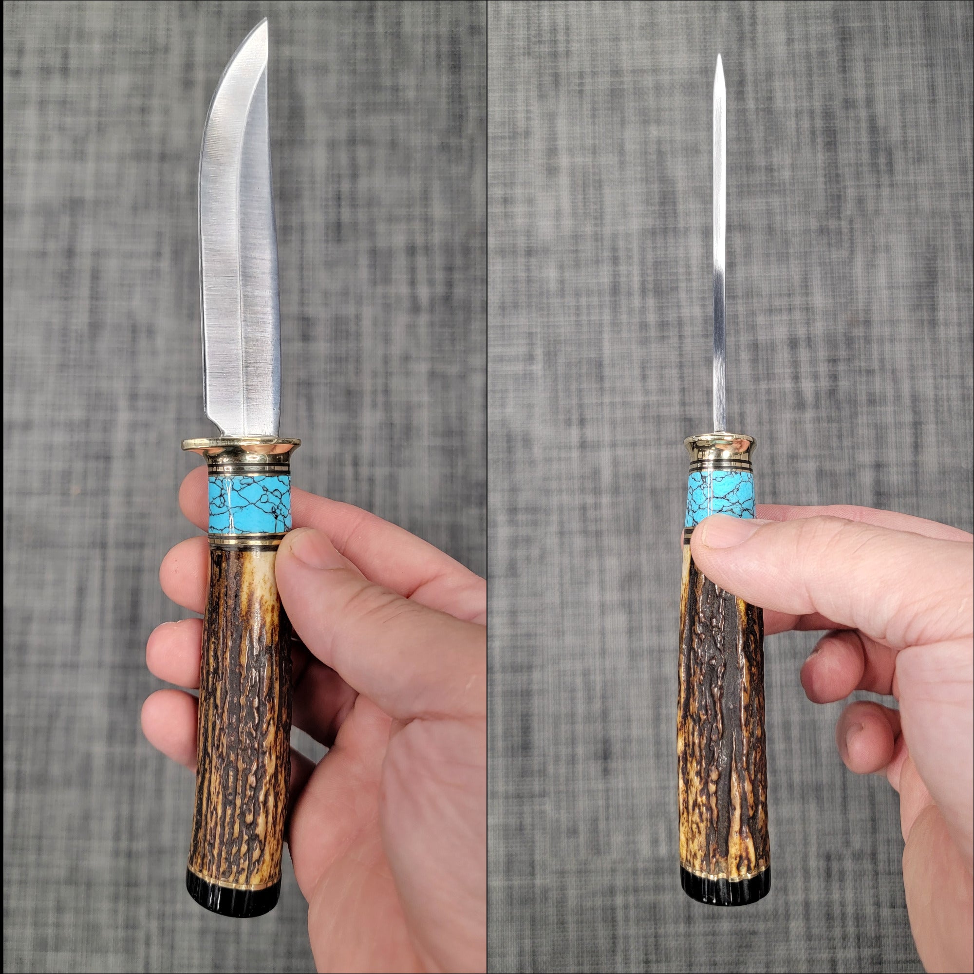 Pete's Custom Knives - Hunter knife. Lauri 105 - Turquoise with Black web. #42