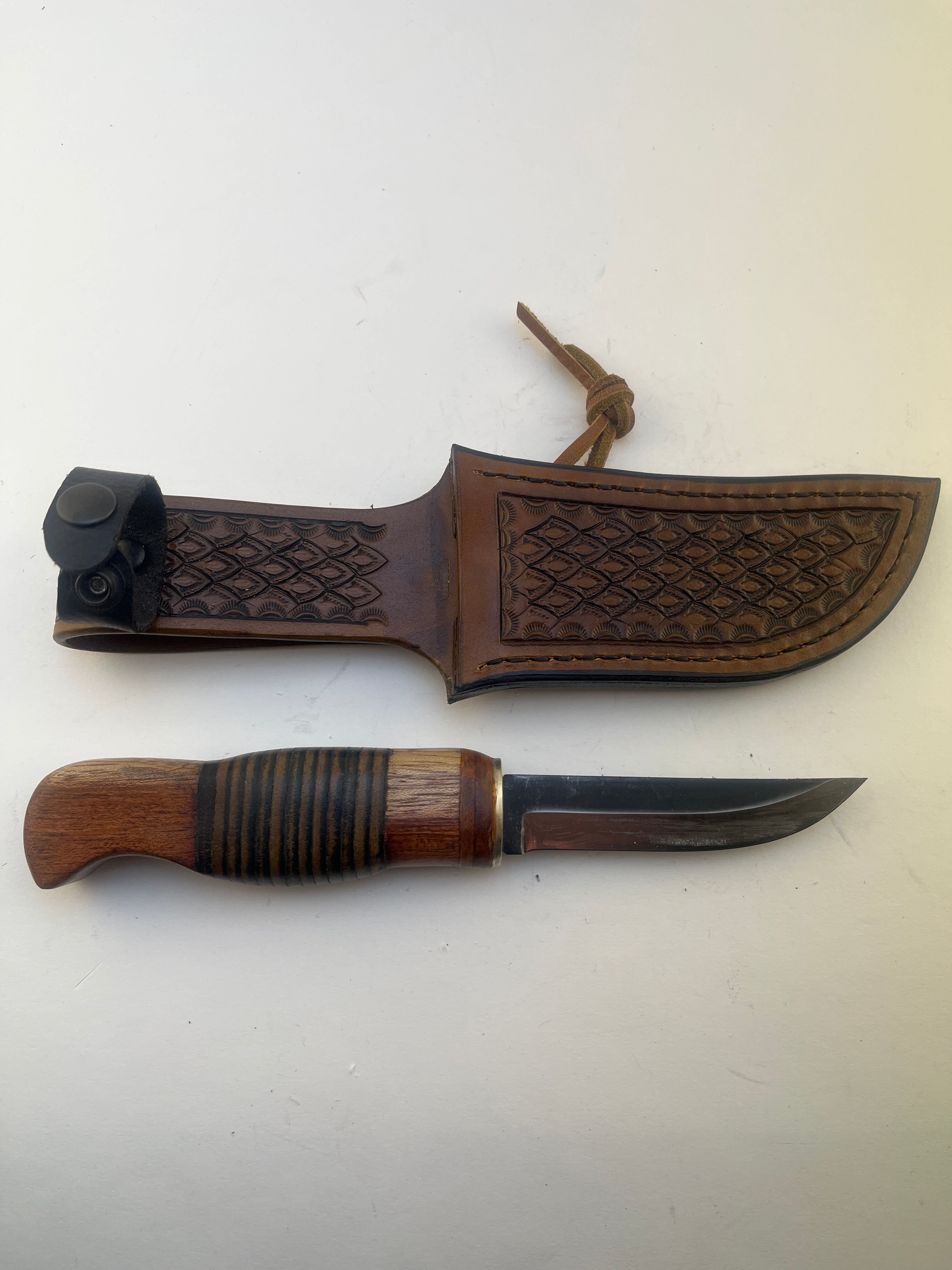 Pecks Woods Leather - Oak & Leather Spacer handle / Hidden Diamond Plate! #113