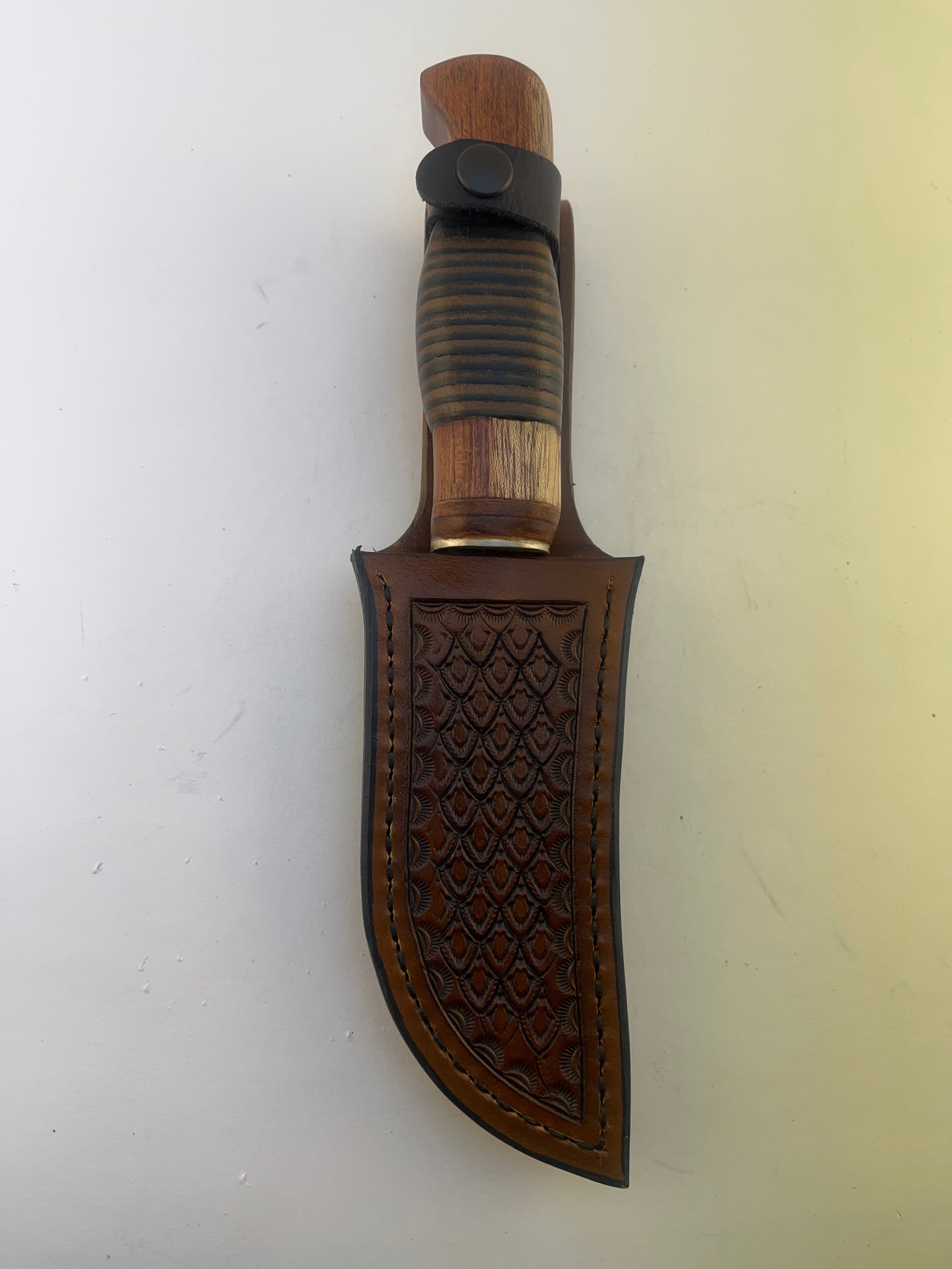 Pecks Woods Leather - Oak & Leather Spacer handle / Hidden Diamond Plate! #113