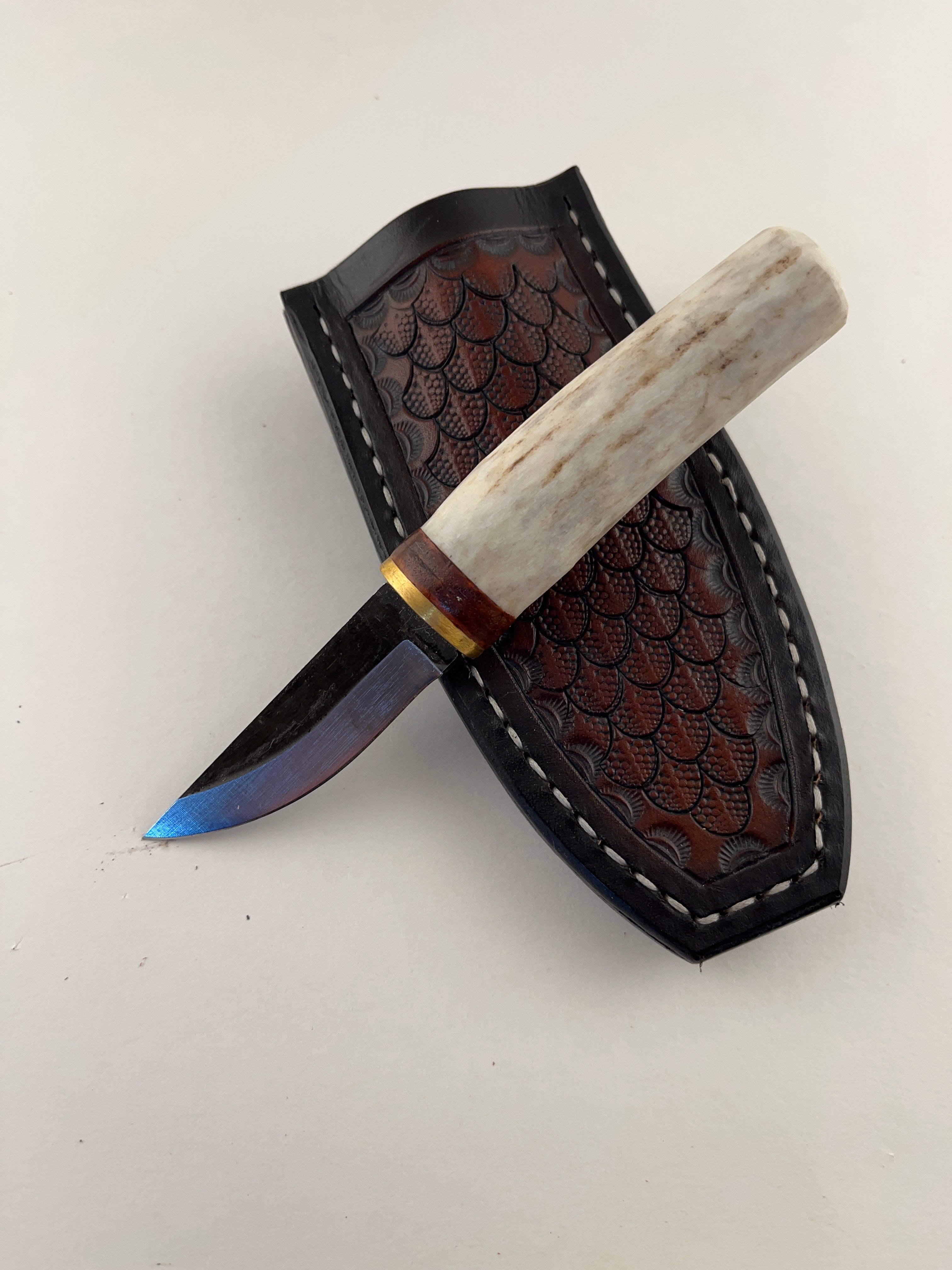 Pecks Woods Leather - Whitetail antler boot knife #122