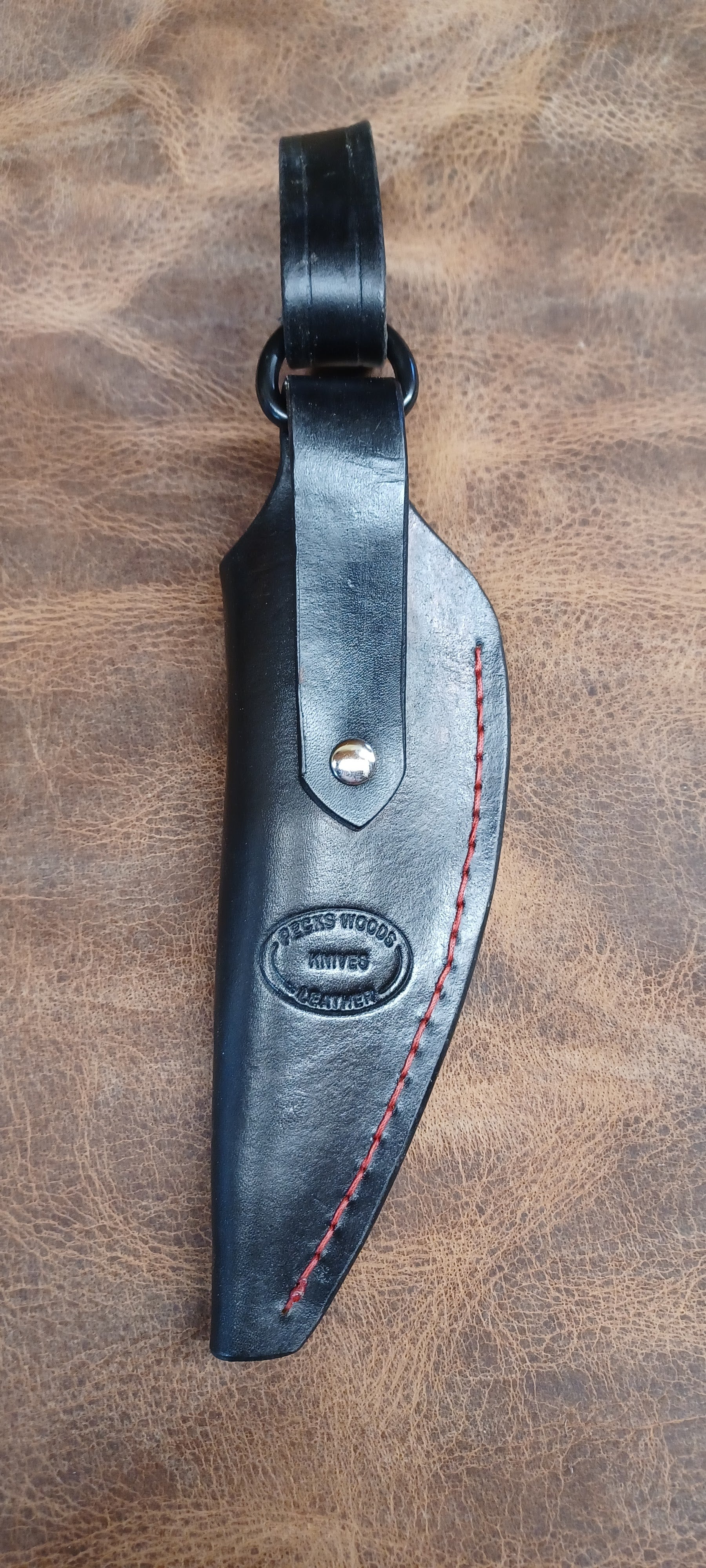 Pecks Woods Leather - Black Walnut / Leather Spacer with Reptile Print leather inlay #149