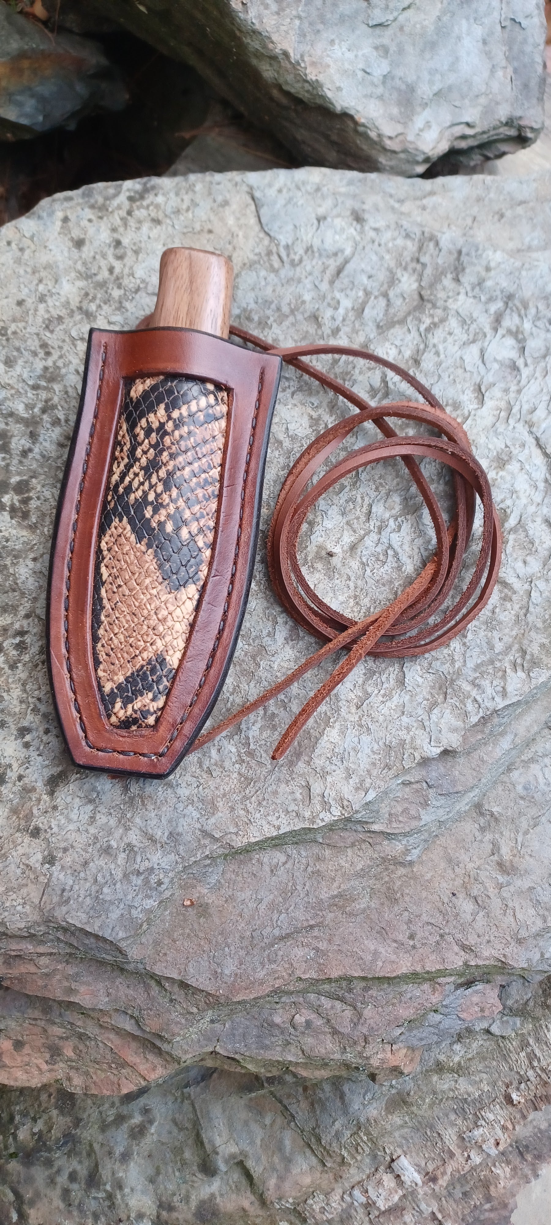 Pecks Woods Leather - Black Walnut neck knife #145