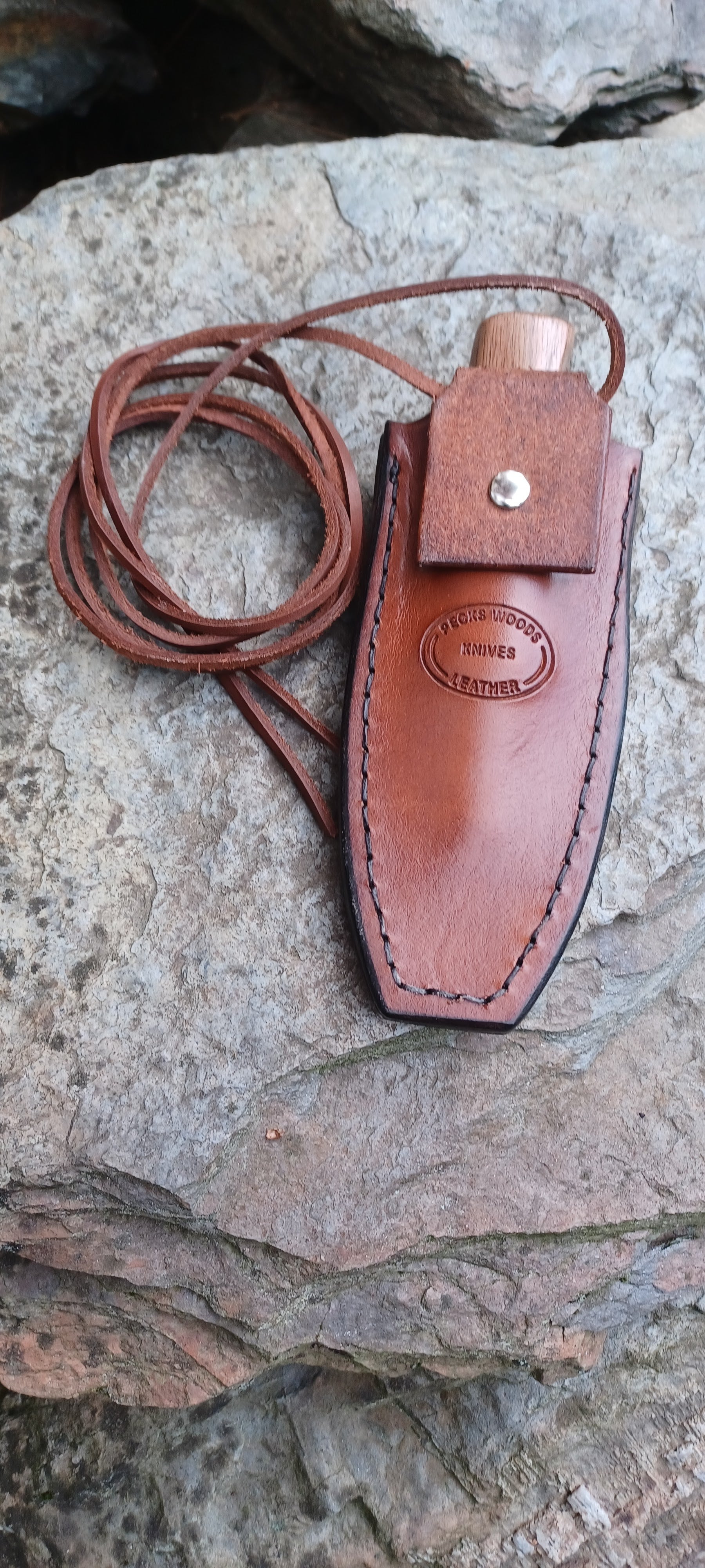 Pecks Woods Leather - Black Walnut neck knife #145