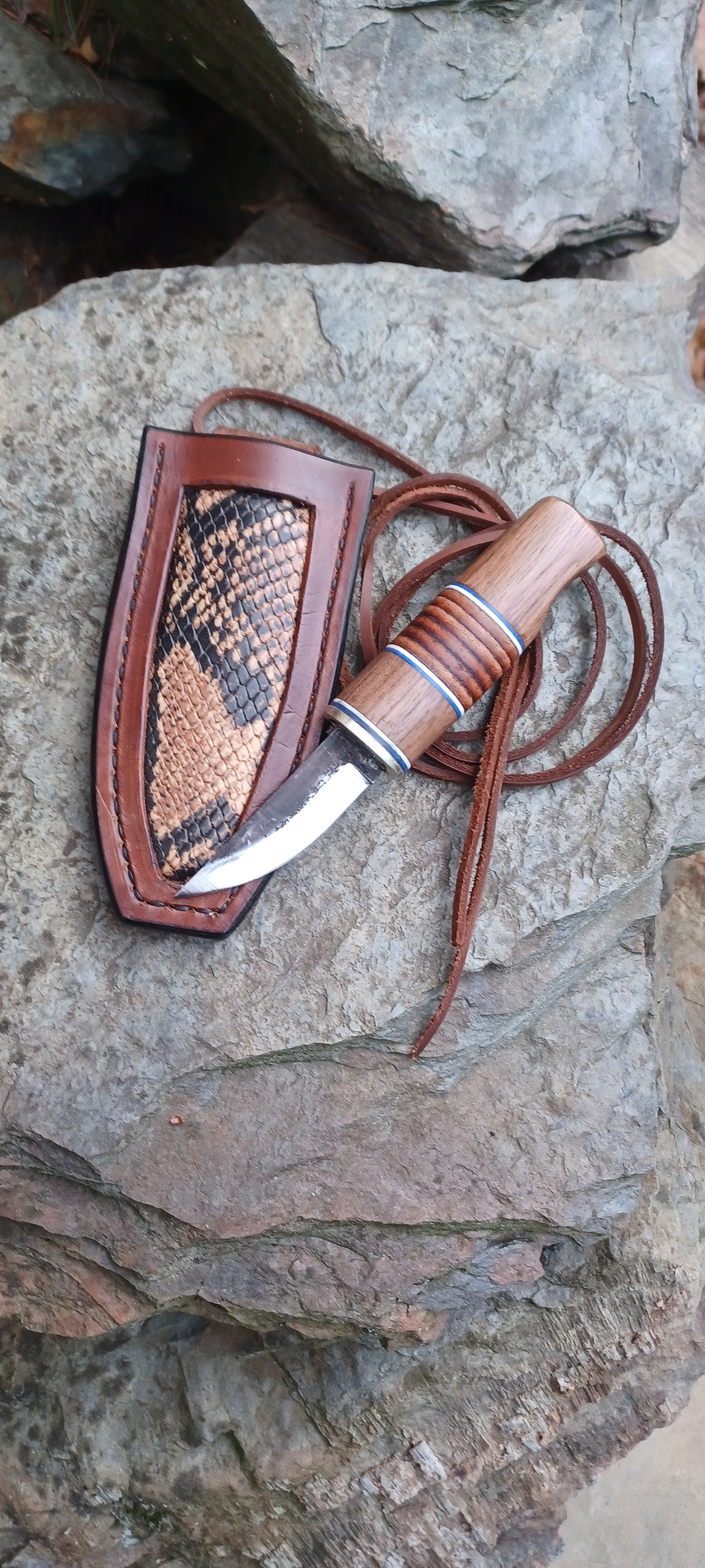 Pecks Woods Leather - Black Walnut neck knife #145