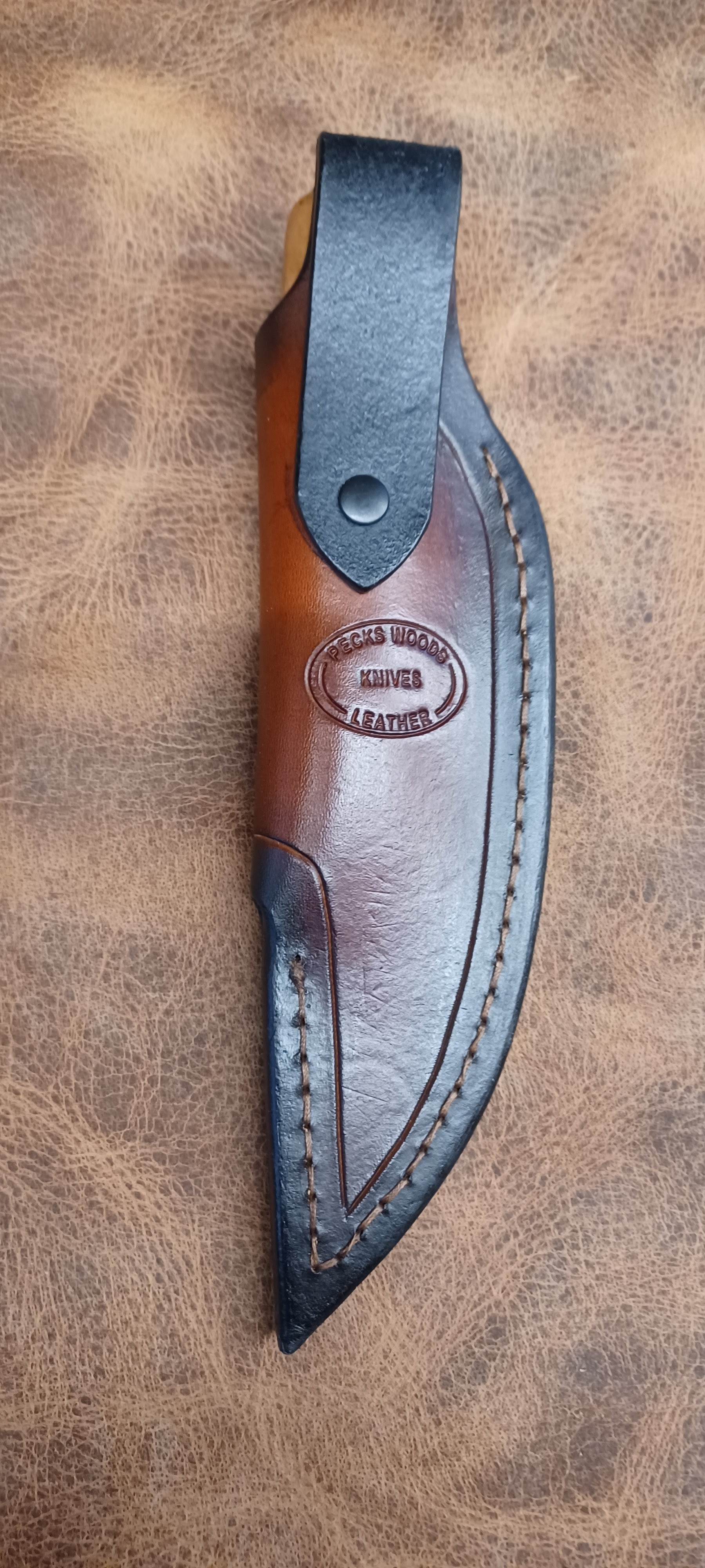Pecks Woods Leather - Black Walnut/Maple knife #146