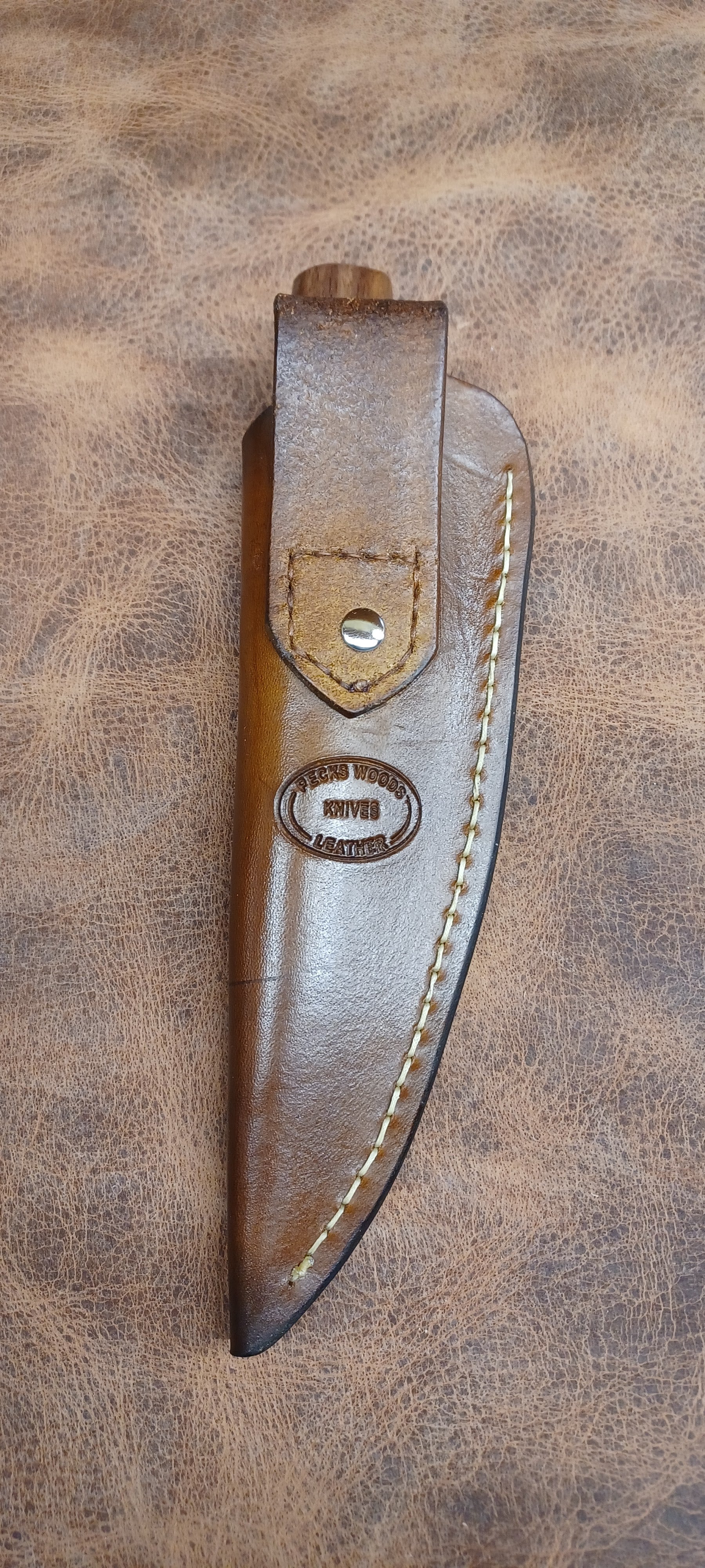 Pecks Woods Leather - Black Walnut/Stacked Leather knife #147