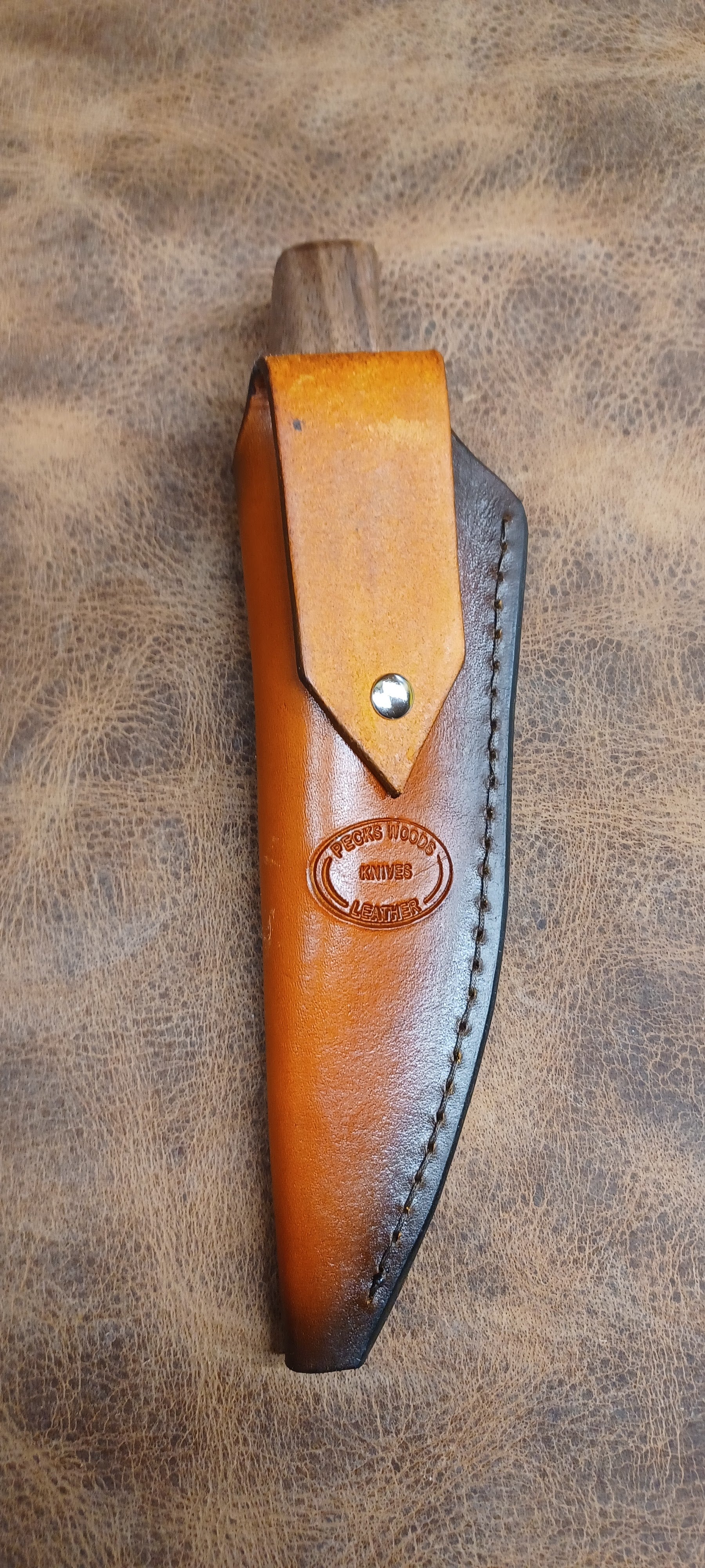 Pecks Woods Leather - Black Walnut / Leather Spacer / Antler handle #151