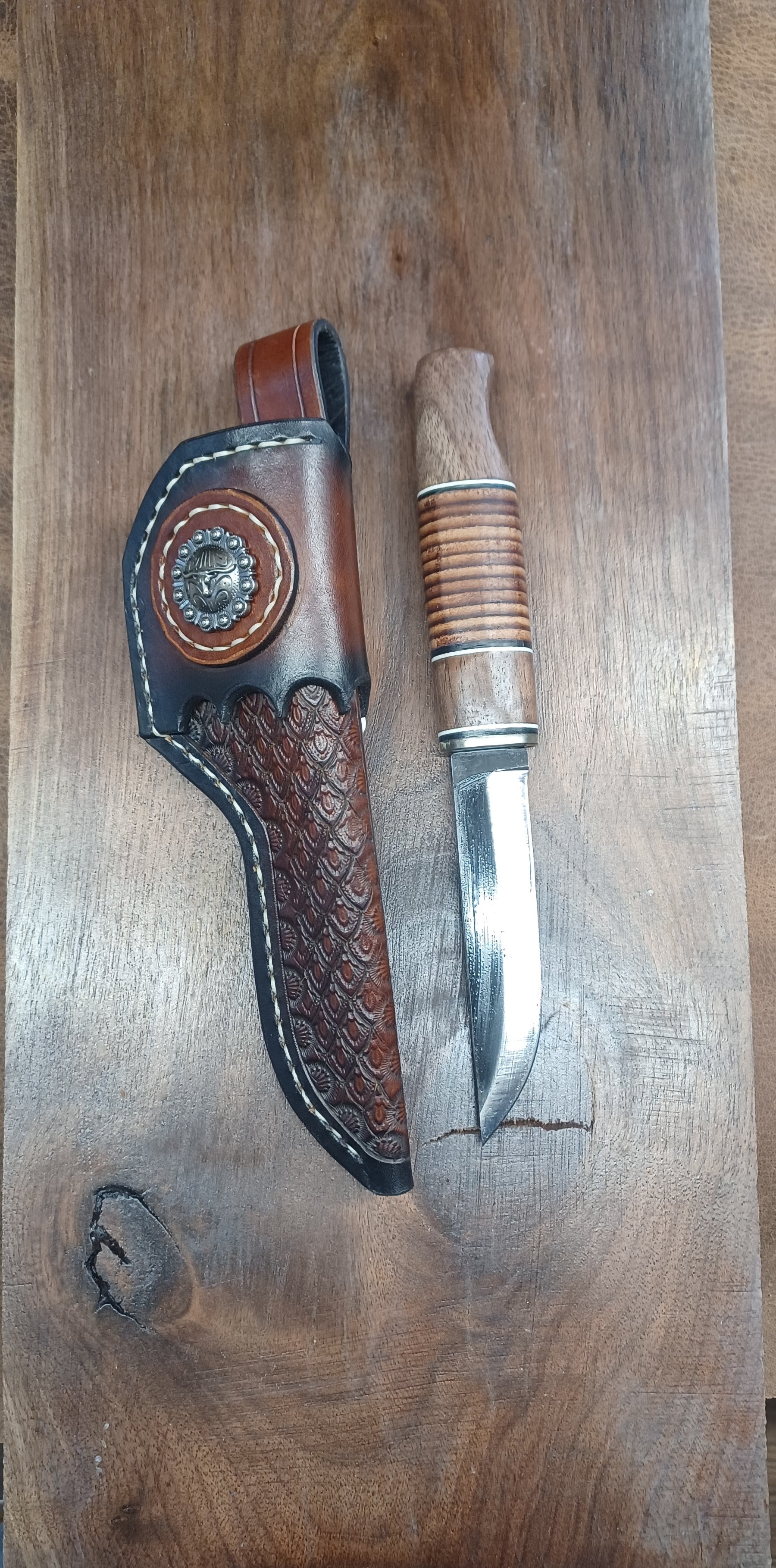 Pecks Woods Leather - Black Walnut / Leather Spacers / G10 #159
