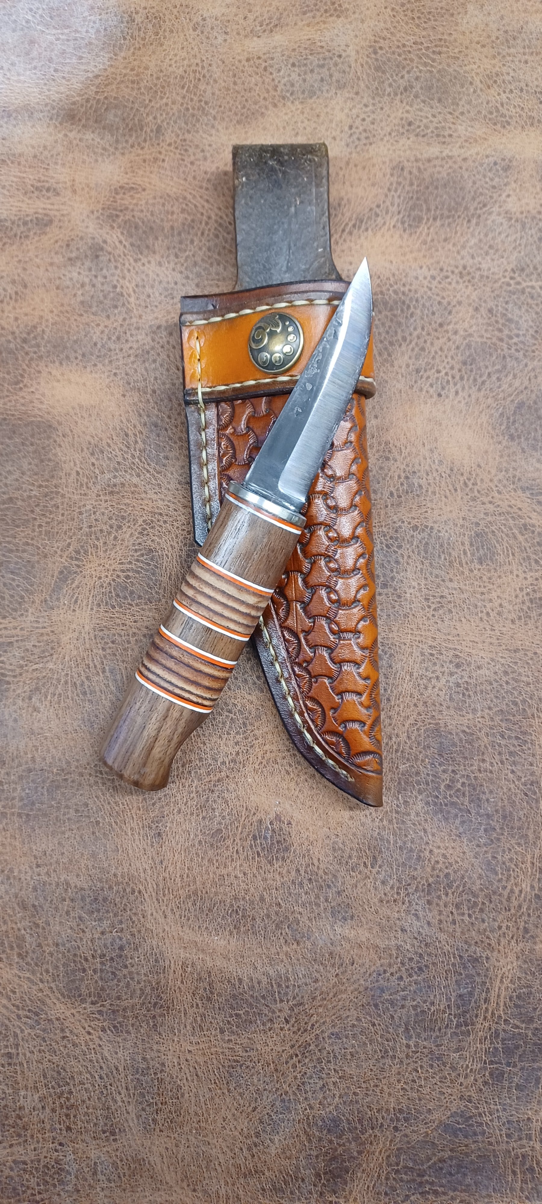Pecks Woods Leather - Black Walnut / Leather Spacers / G10 #158
