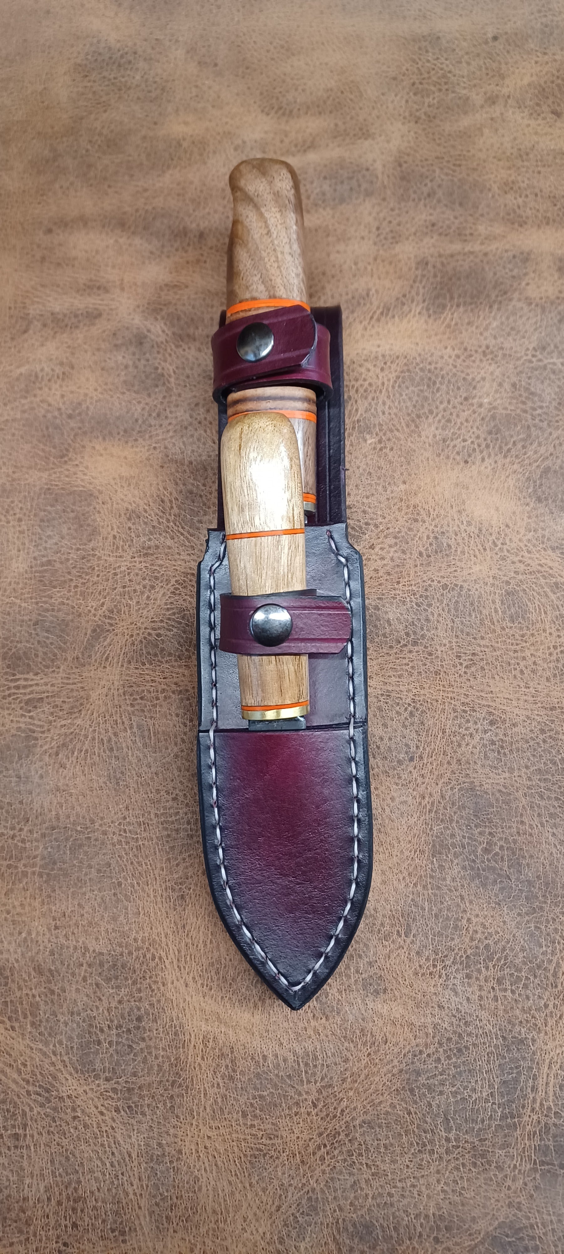 Pecks Woods Leather - Double Set! Black Walnut / Maple /Leather Spacers / G10 #163