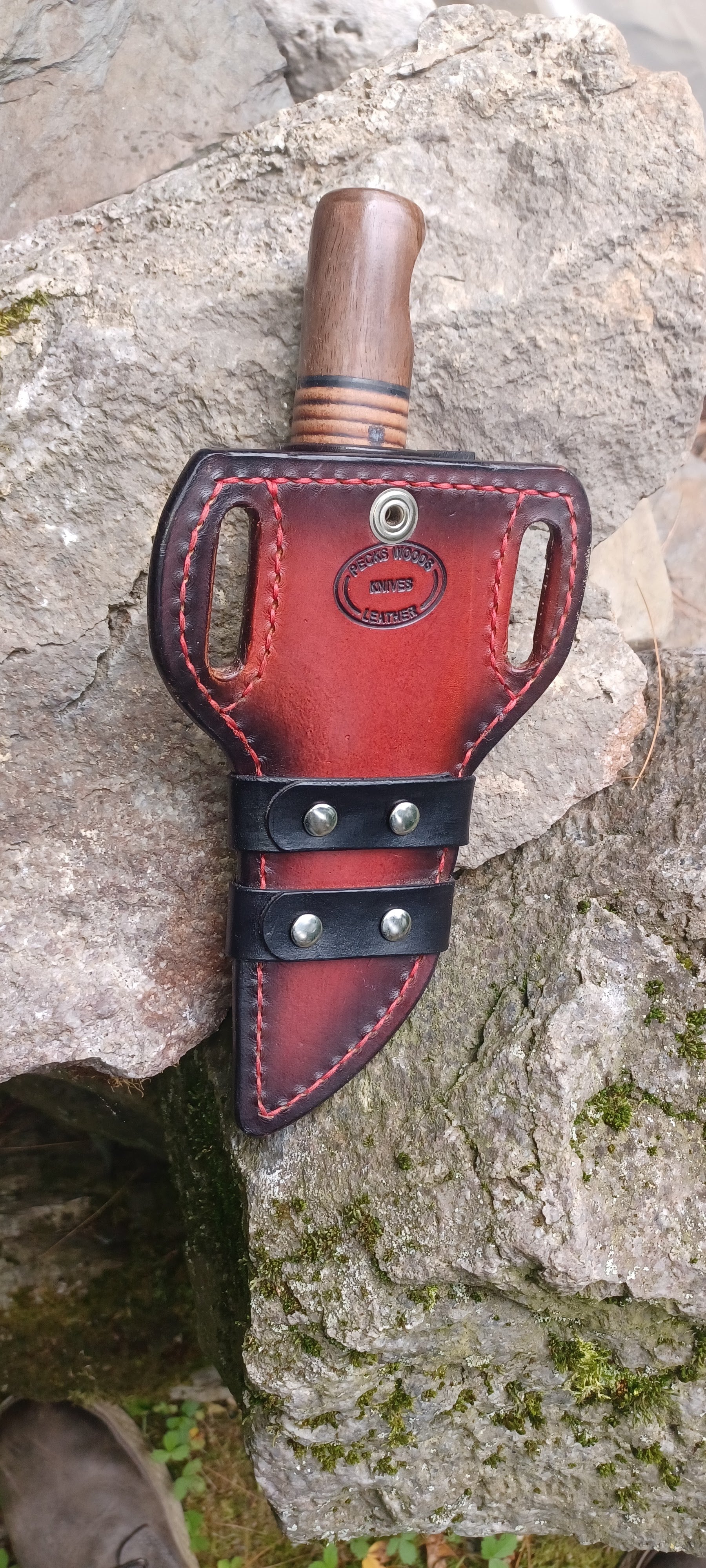 Pecks Woods Leather - Black Walnut / G10 Spacers #172