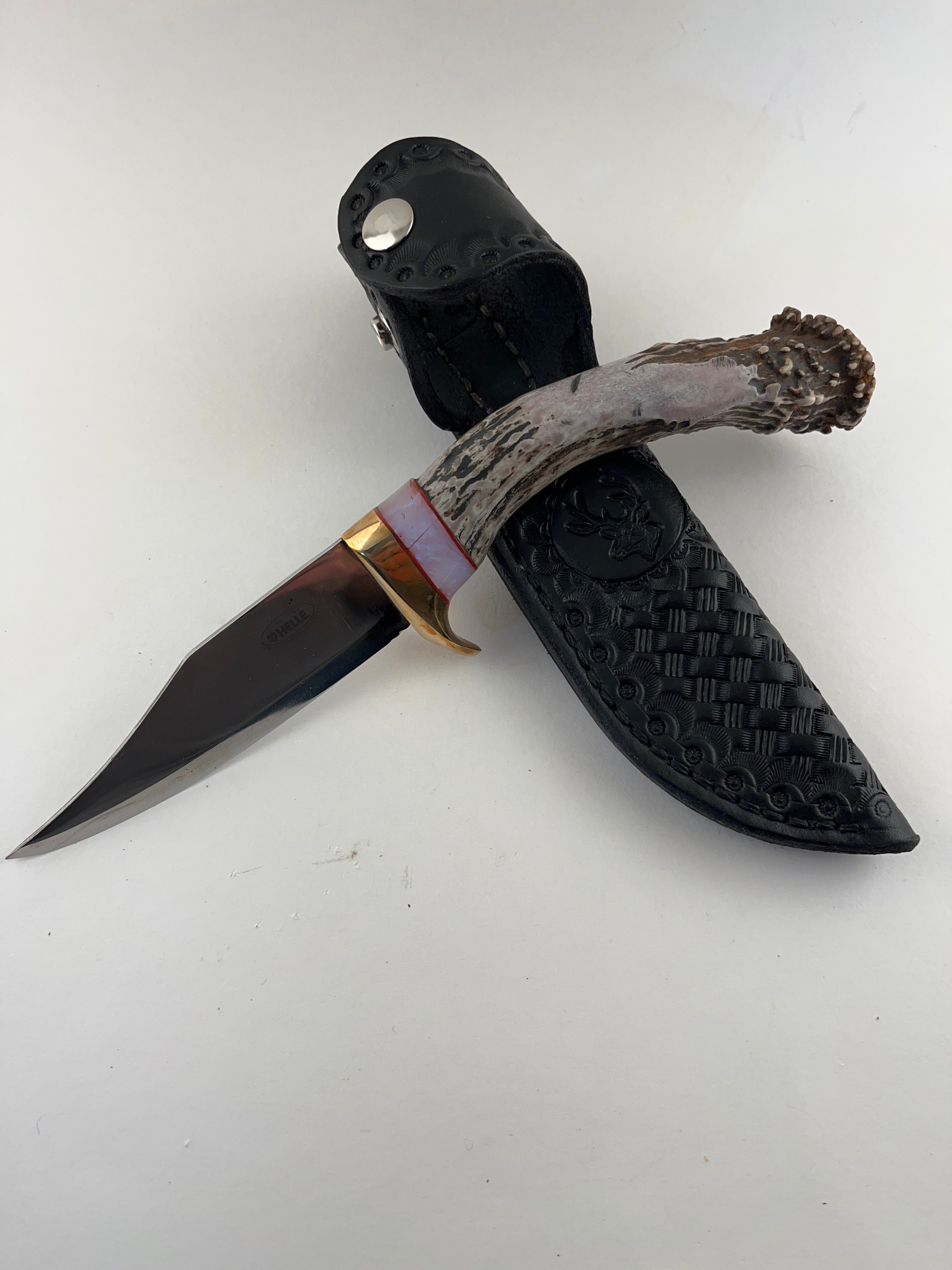 Skala Custom Knives - (Helle Bowie Blade) Whitetail Antler / Acrylic Spacer- #142