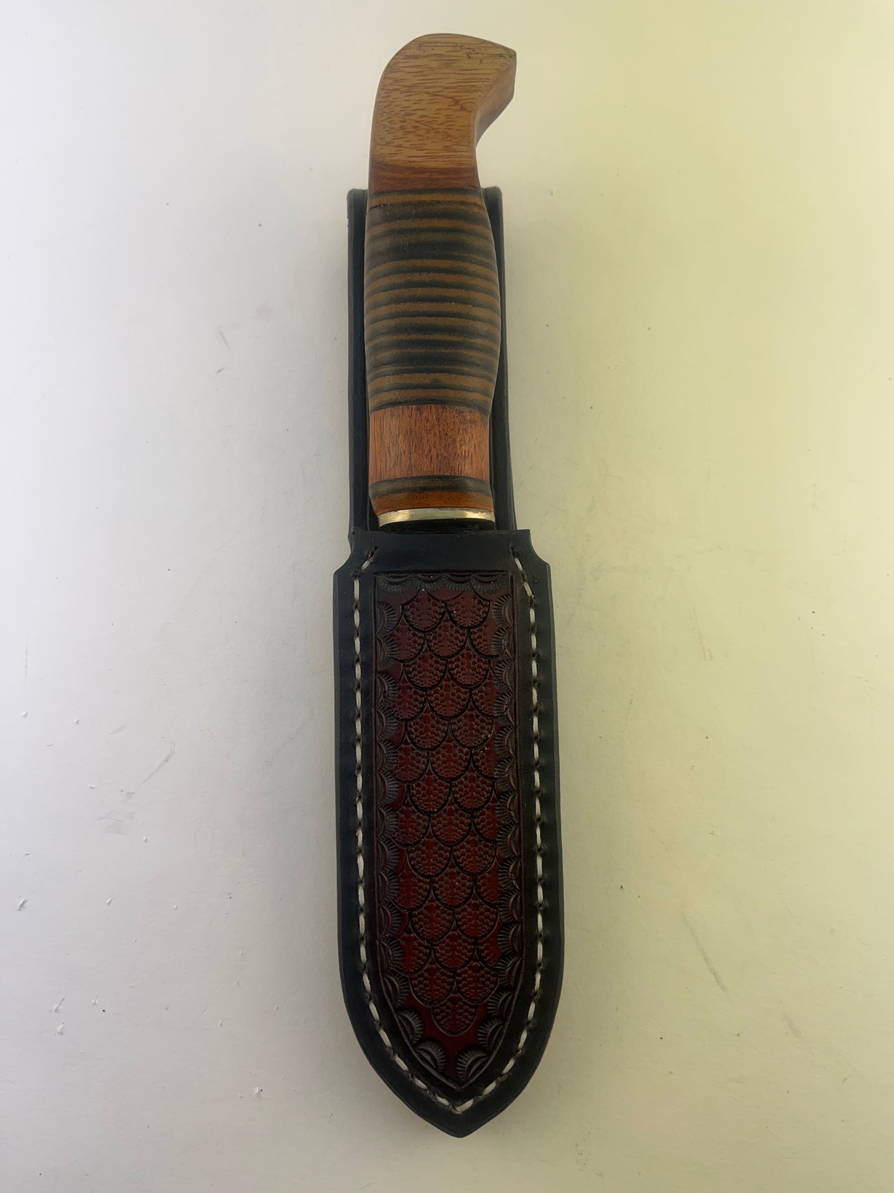 Pecks Woods Leather - Oak & Leather Spacer handle . Magnetic Retention! #112