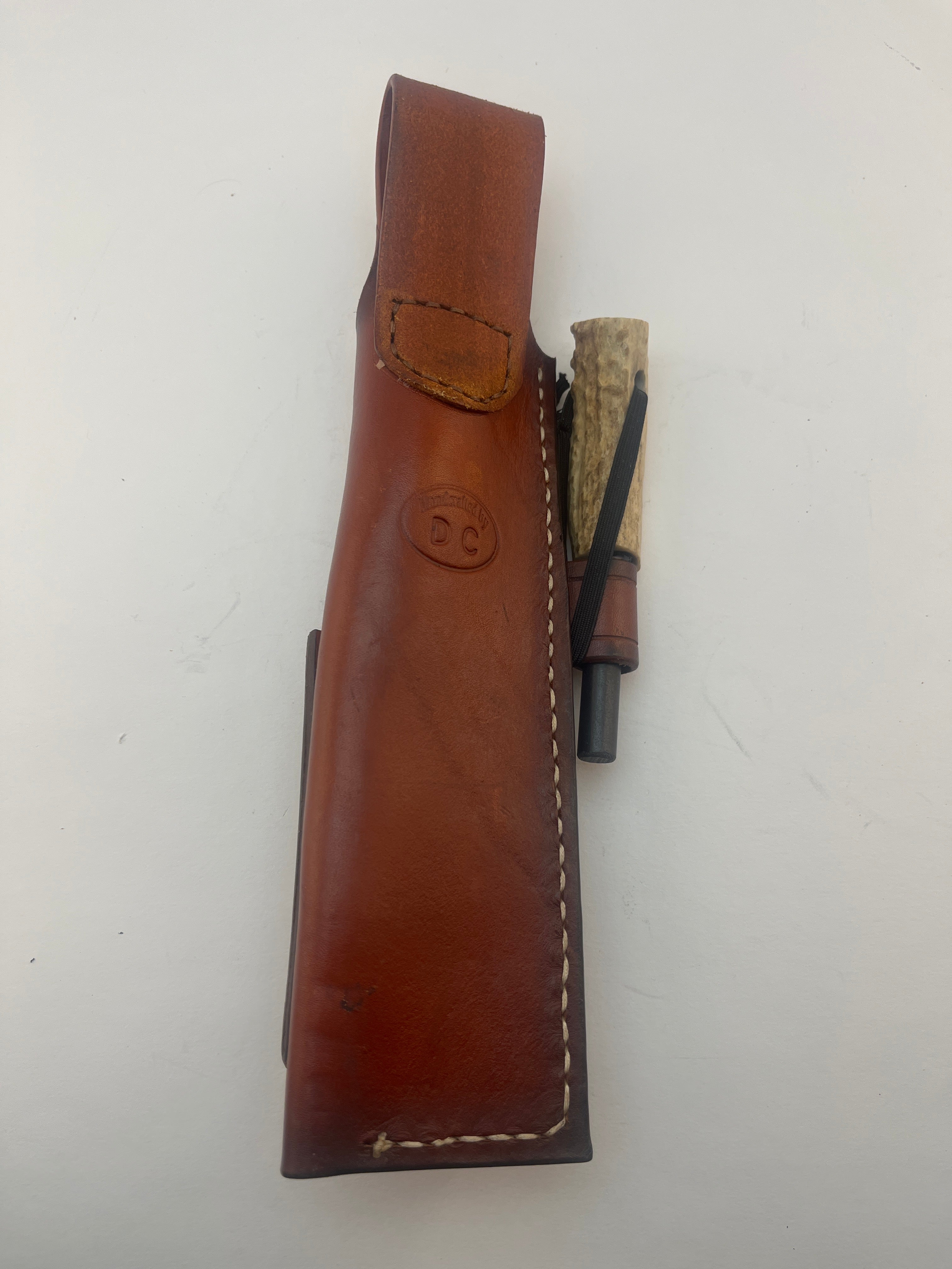 Pecks Woods Leather - Knife, Ferro Rod, Arkansas Sharpener, and Leather sheath #106