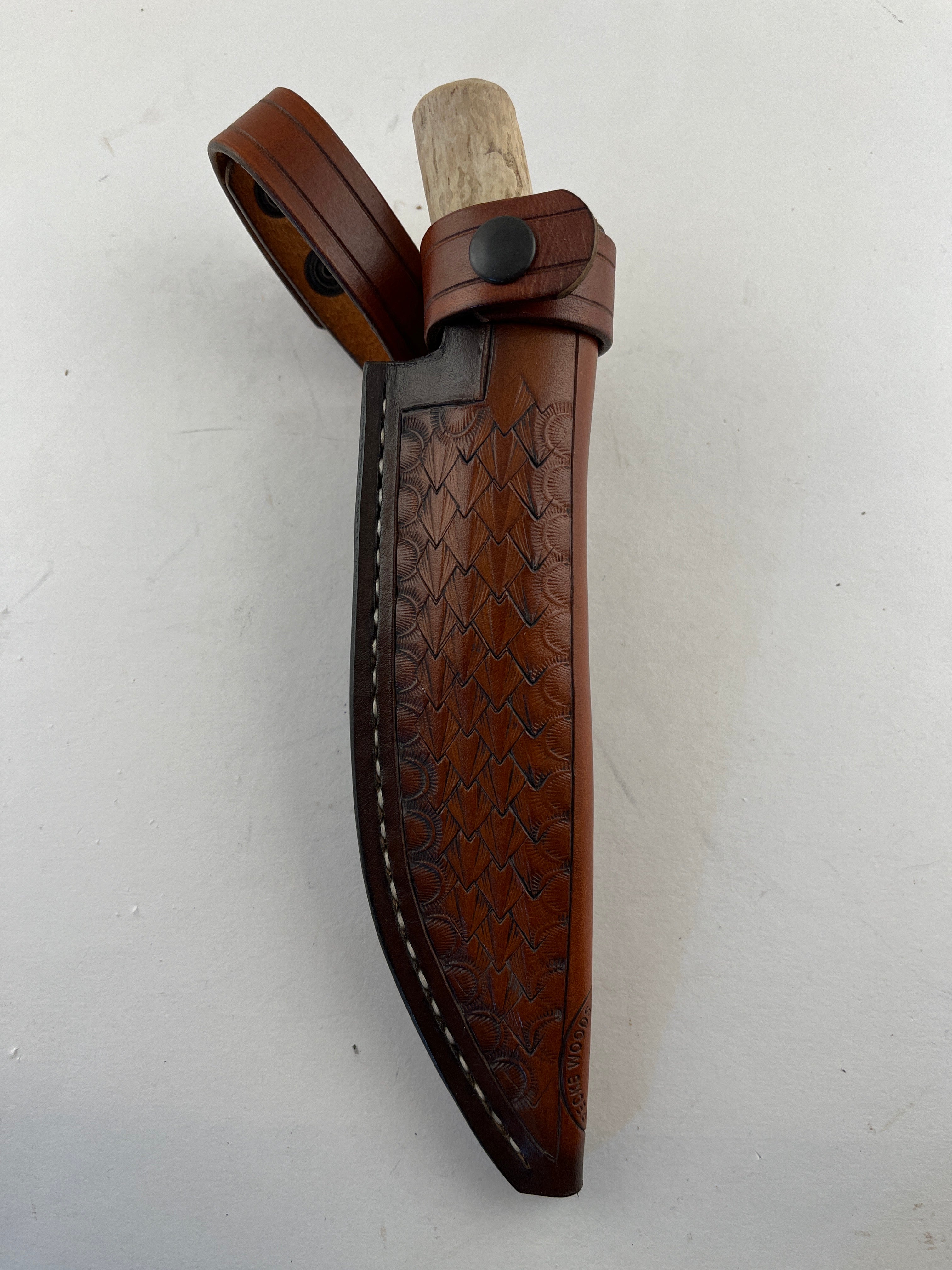 Pecks Woods Leather - Whitetail Antler/Leather Spacer Handle #116