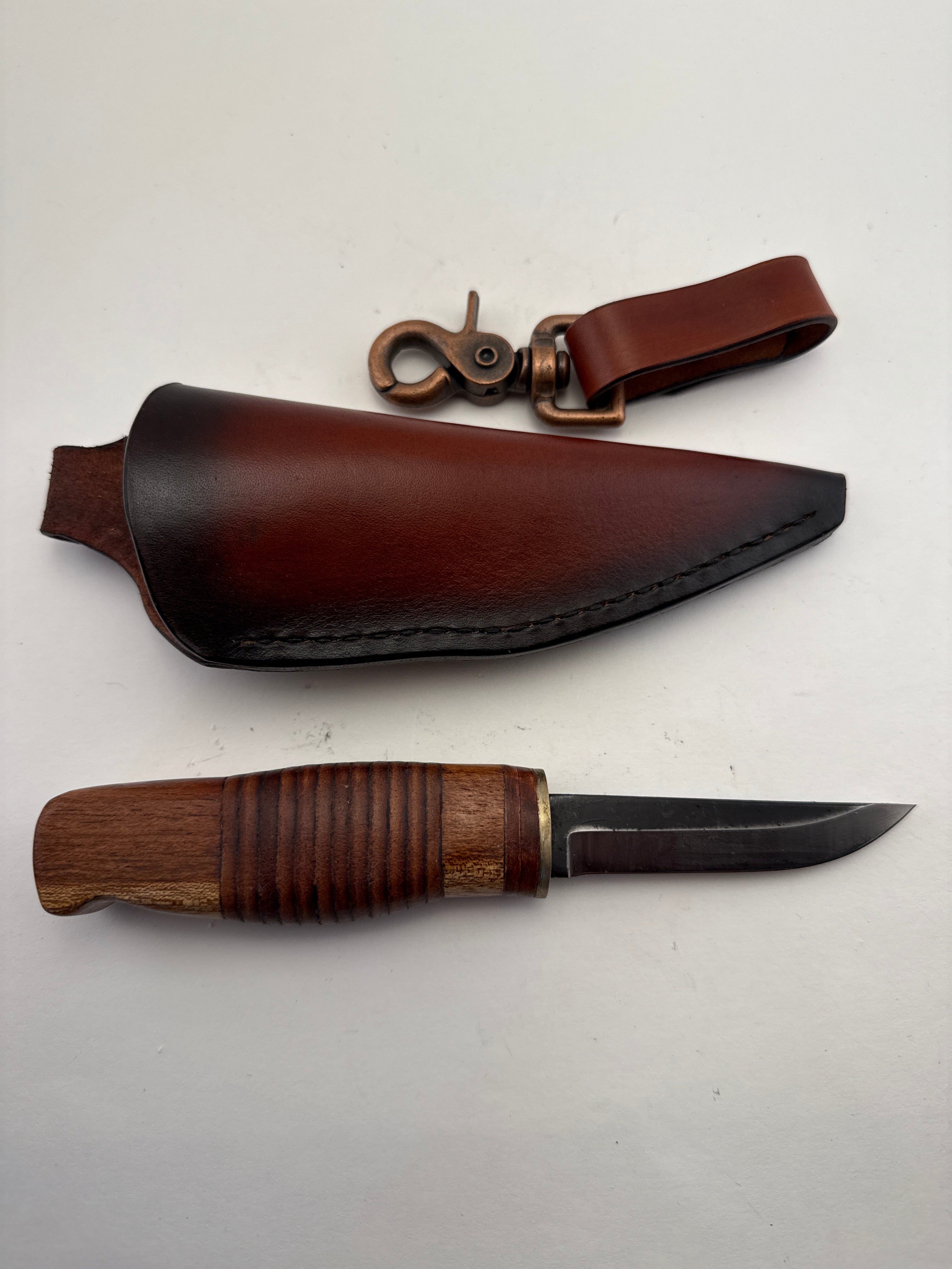 Pecks Woods Leather - Oak / Leather Spacer handle with detachable dangler #127