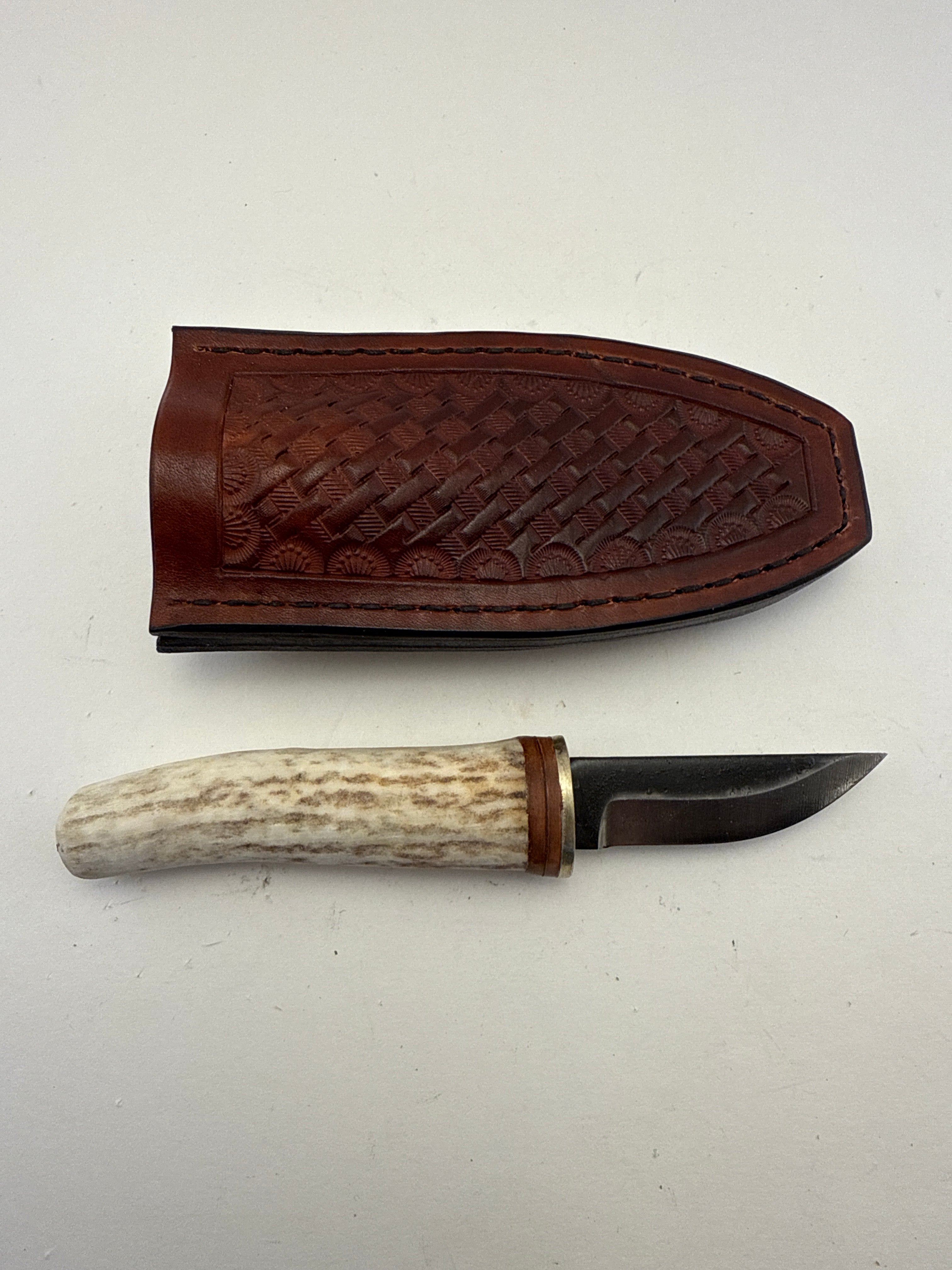 Pecks Woods Leather - Whitetail antler boot knife #131