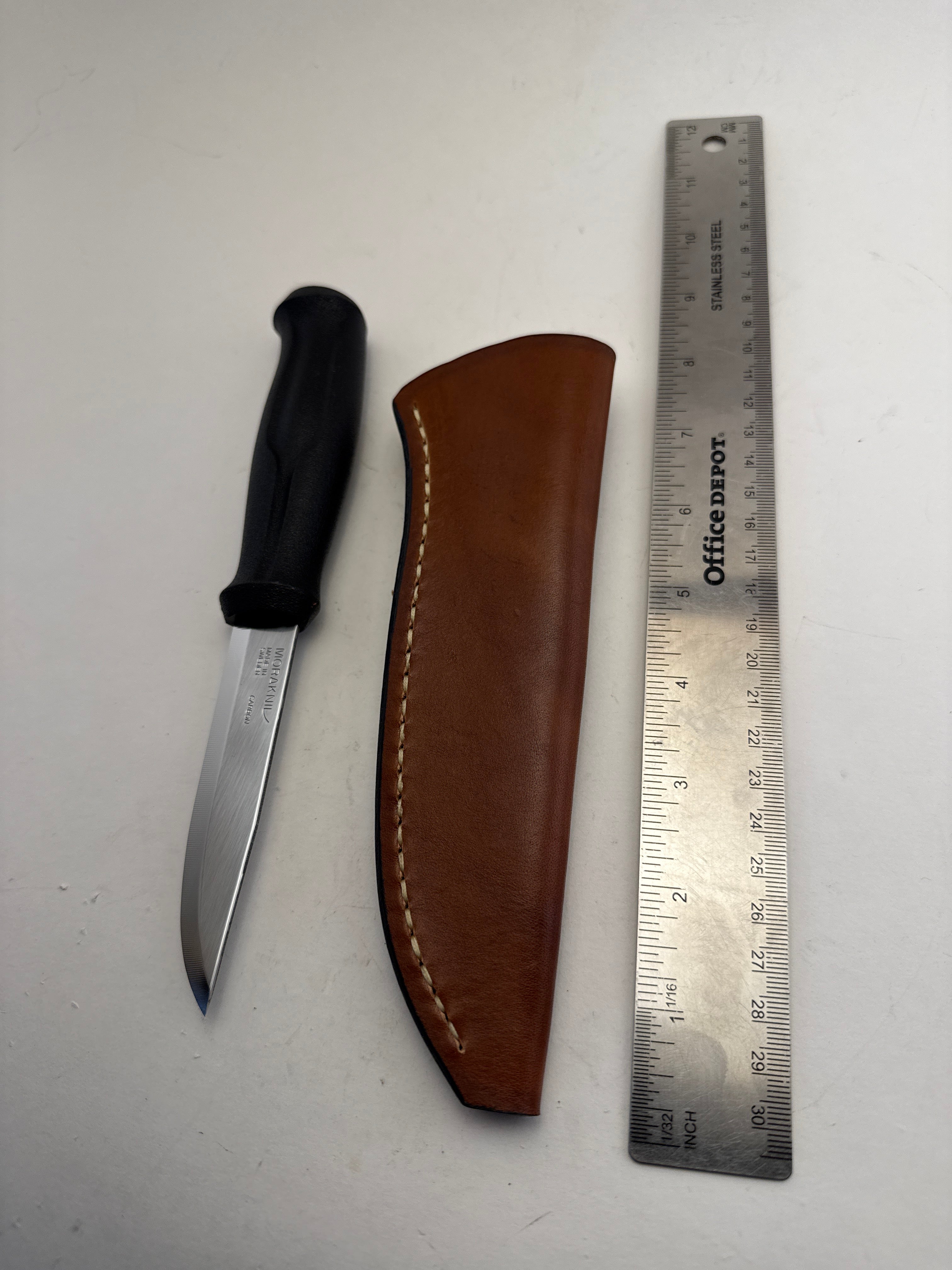 Ragweed Forge Mora Knife Sheath #7 Narrow - 8/9oz Leather - Hand Made in our leather shop!