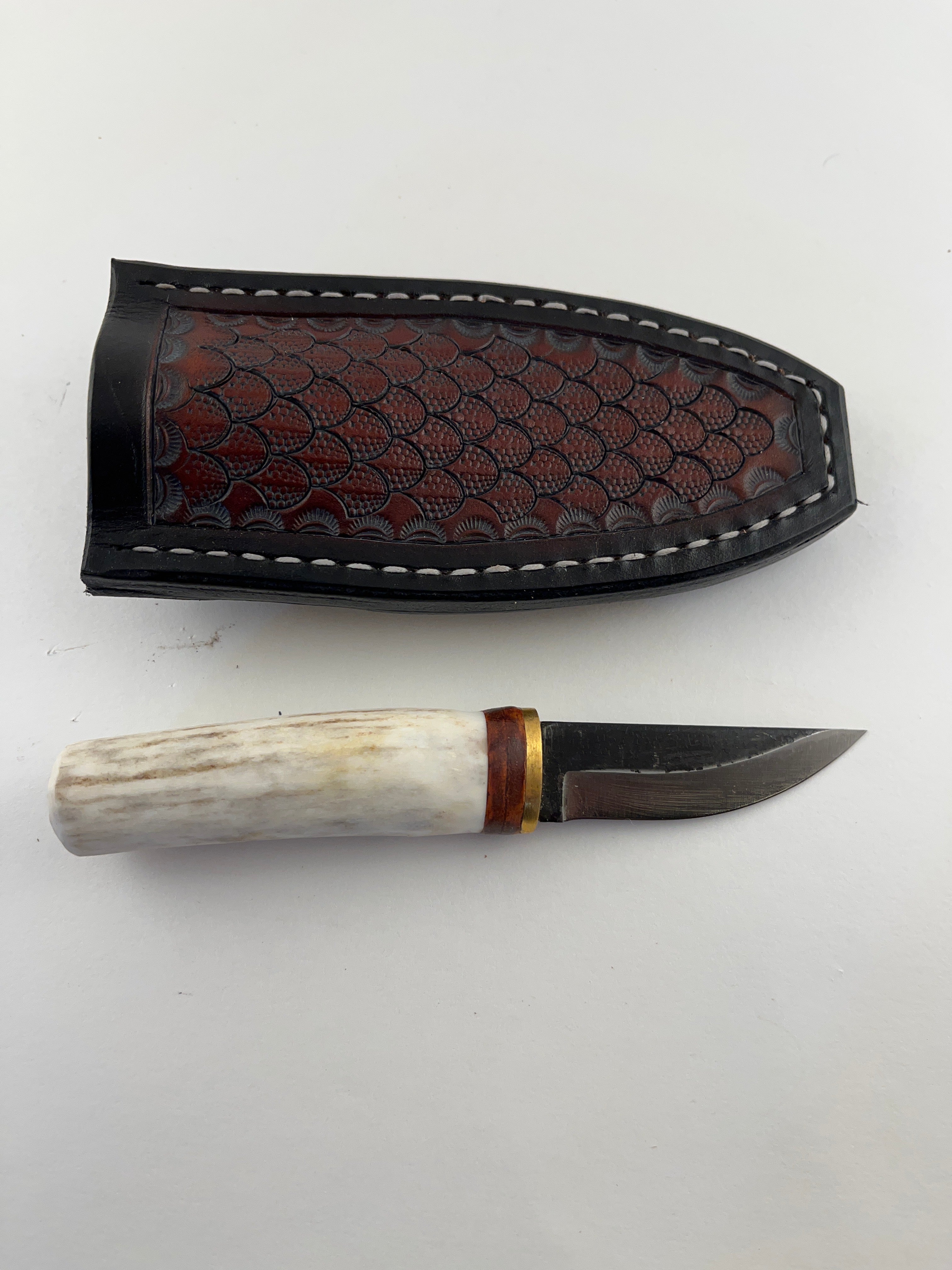 Pecks Woods Leather - Whitetail antler boot knife #122