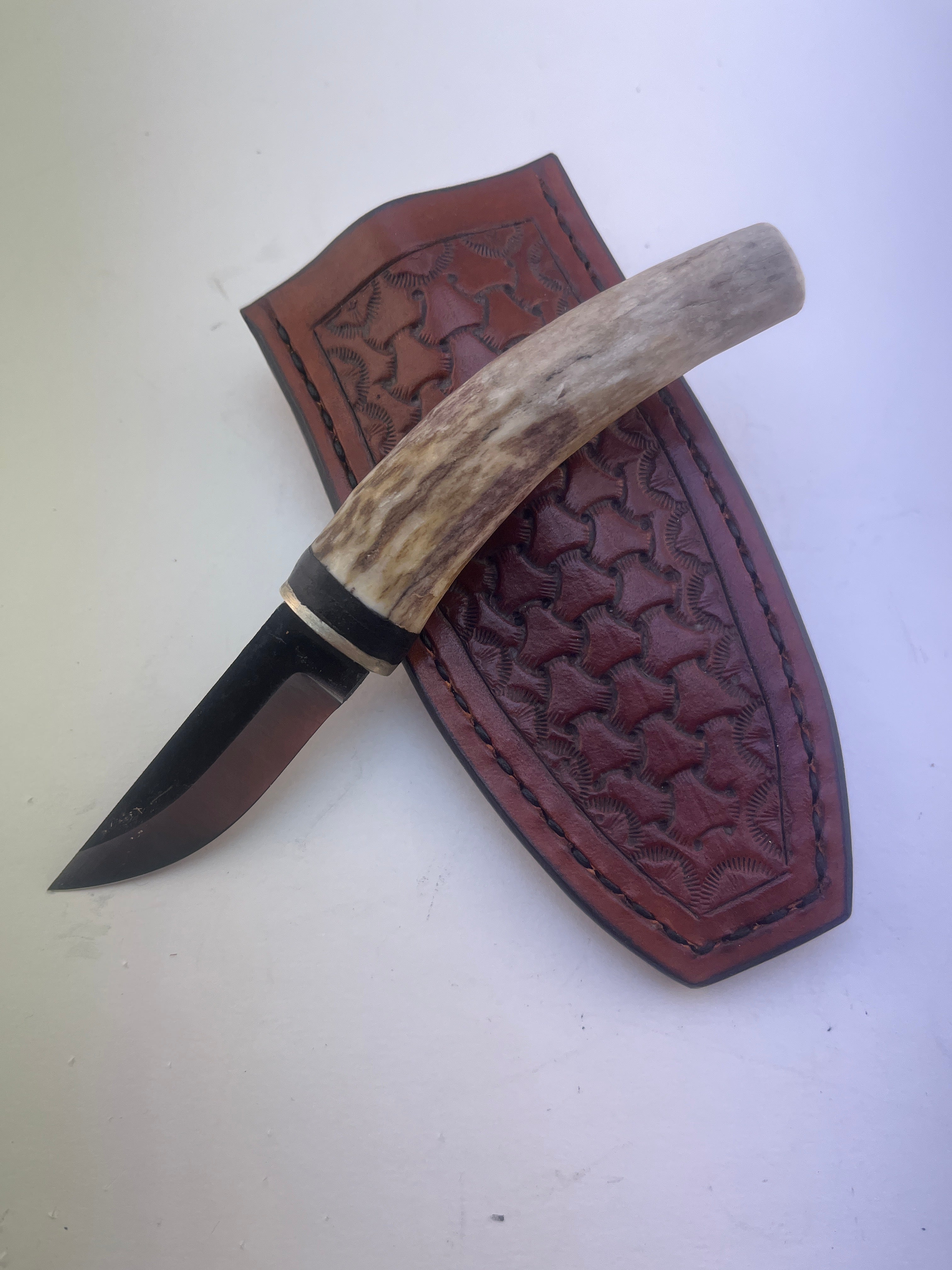Pecks Woods Leather - Whitetail antler boot knife #111