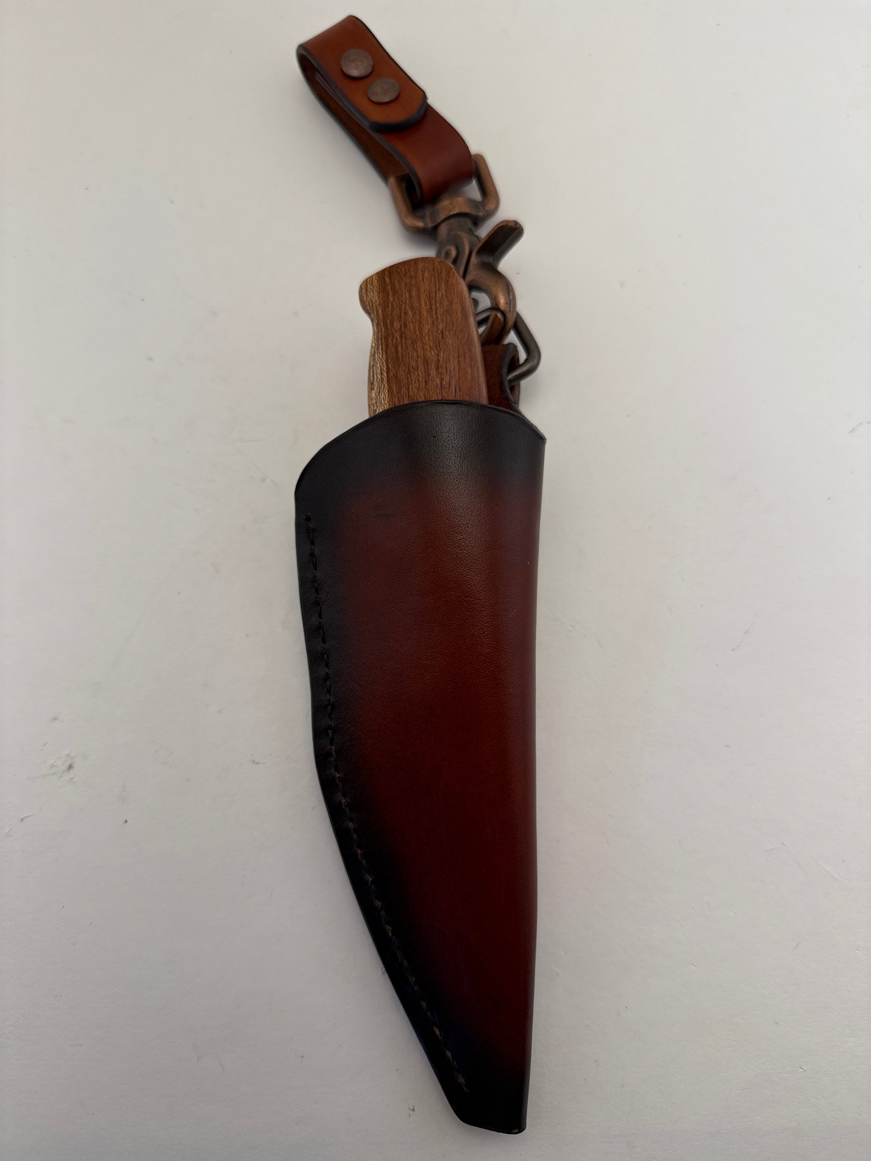 Pecks Woods Leather - Oak / Leather Spacer handle with detachable dangler #127