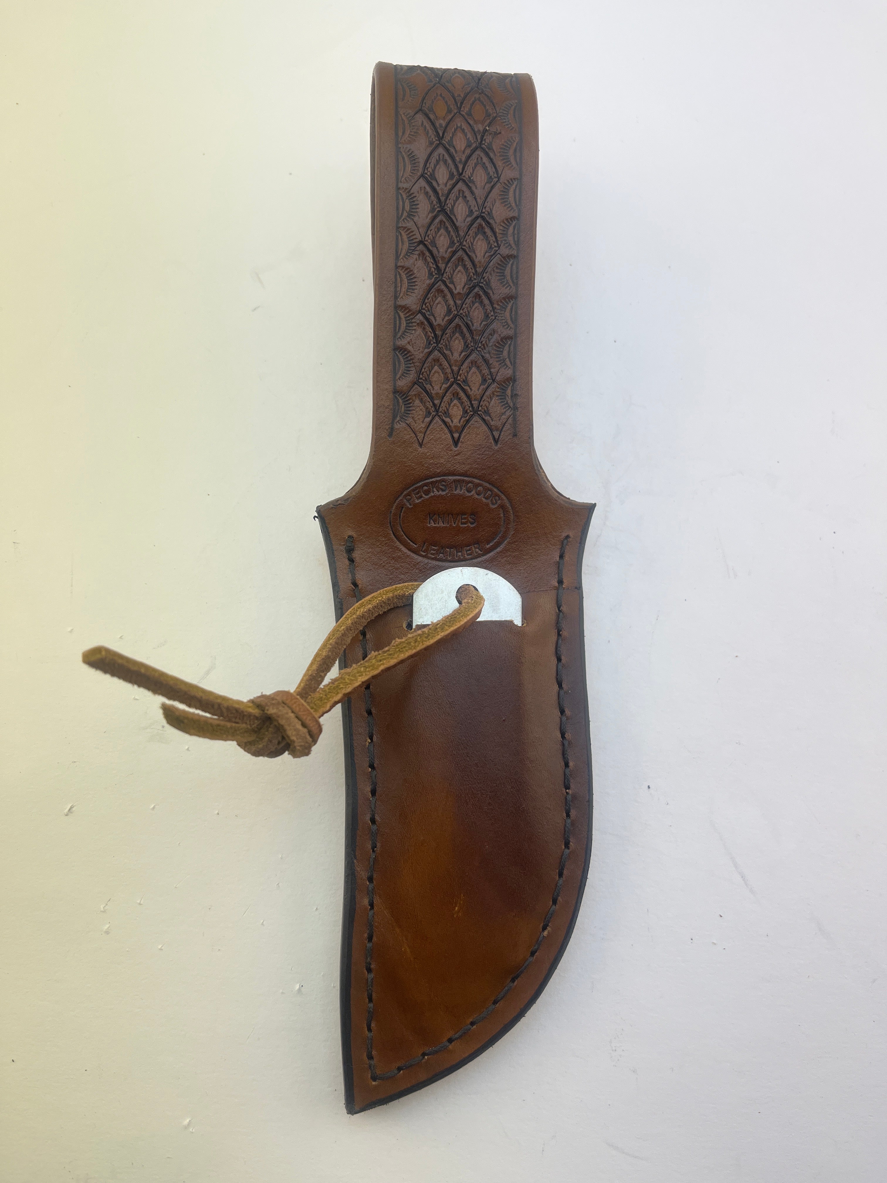 Pecks Woods Leather - Oak & Leather Spacer handle / Hidden Diamond Plate! #113