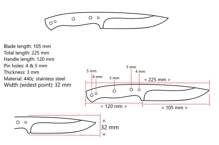 Nordic Edge - Vidar 105 - Full Tang Drop-Point Blade