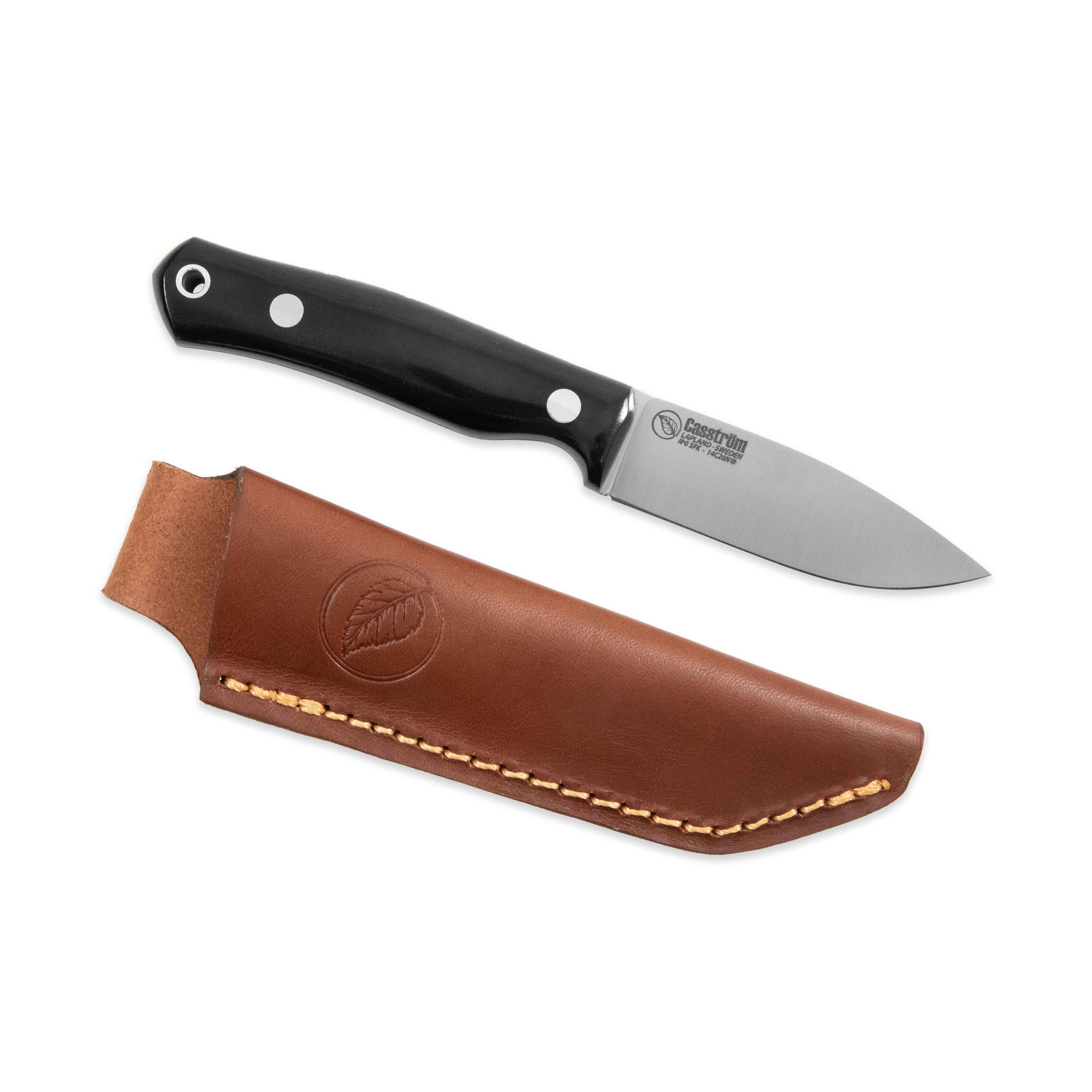 Casstrom No. 8 SFK, Black Micarta, Flat-ground