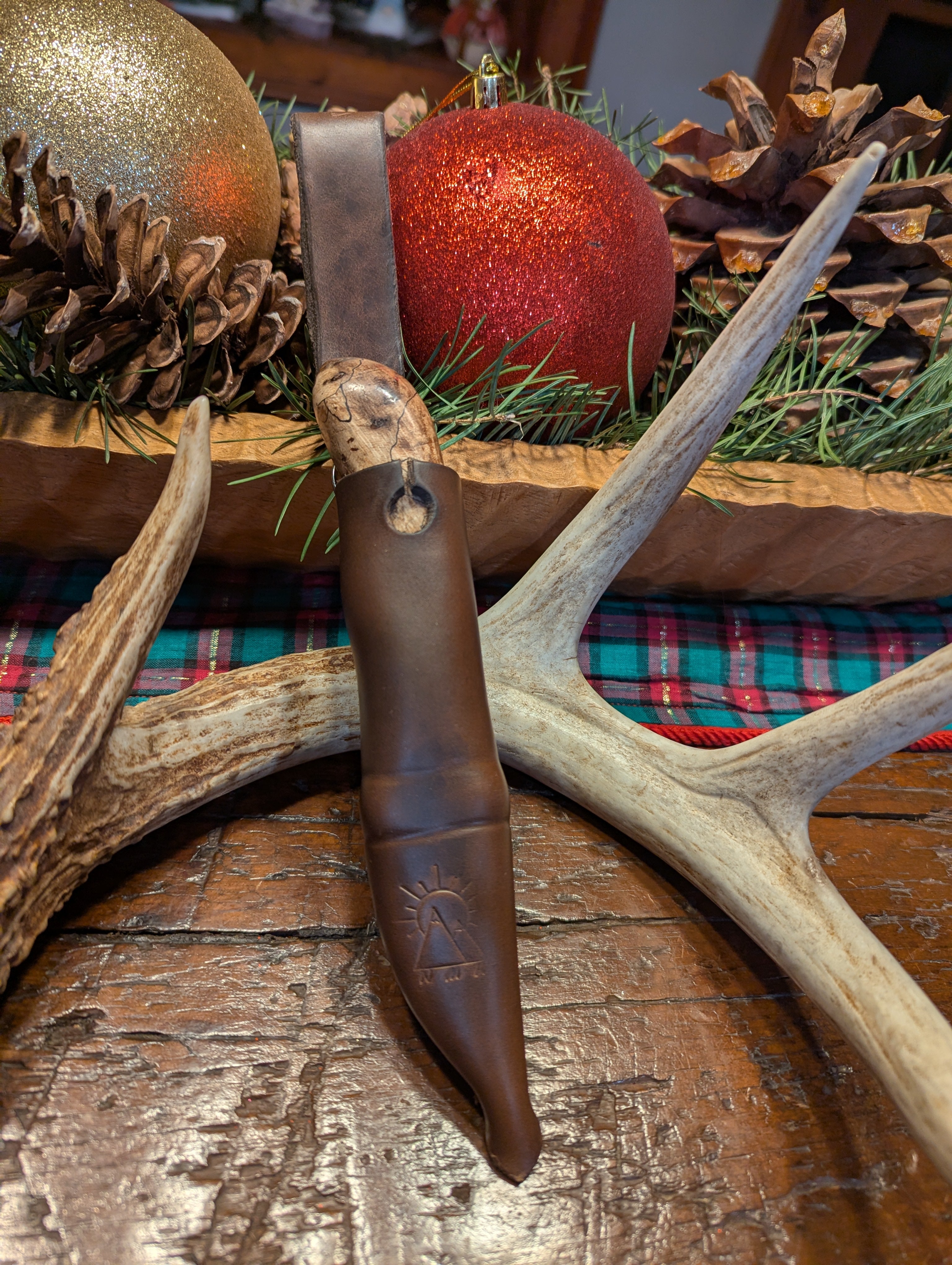 New Mountain Knives - Stabilized spalted cherry burl and reindeer antler #16