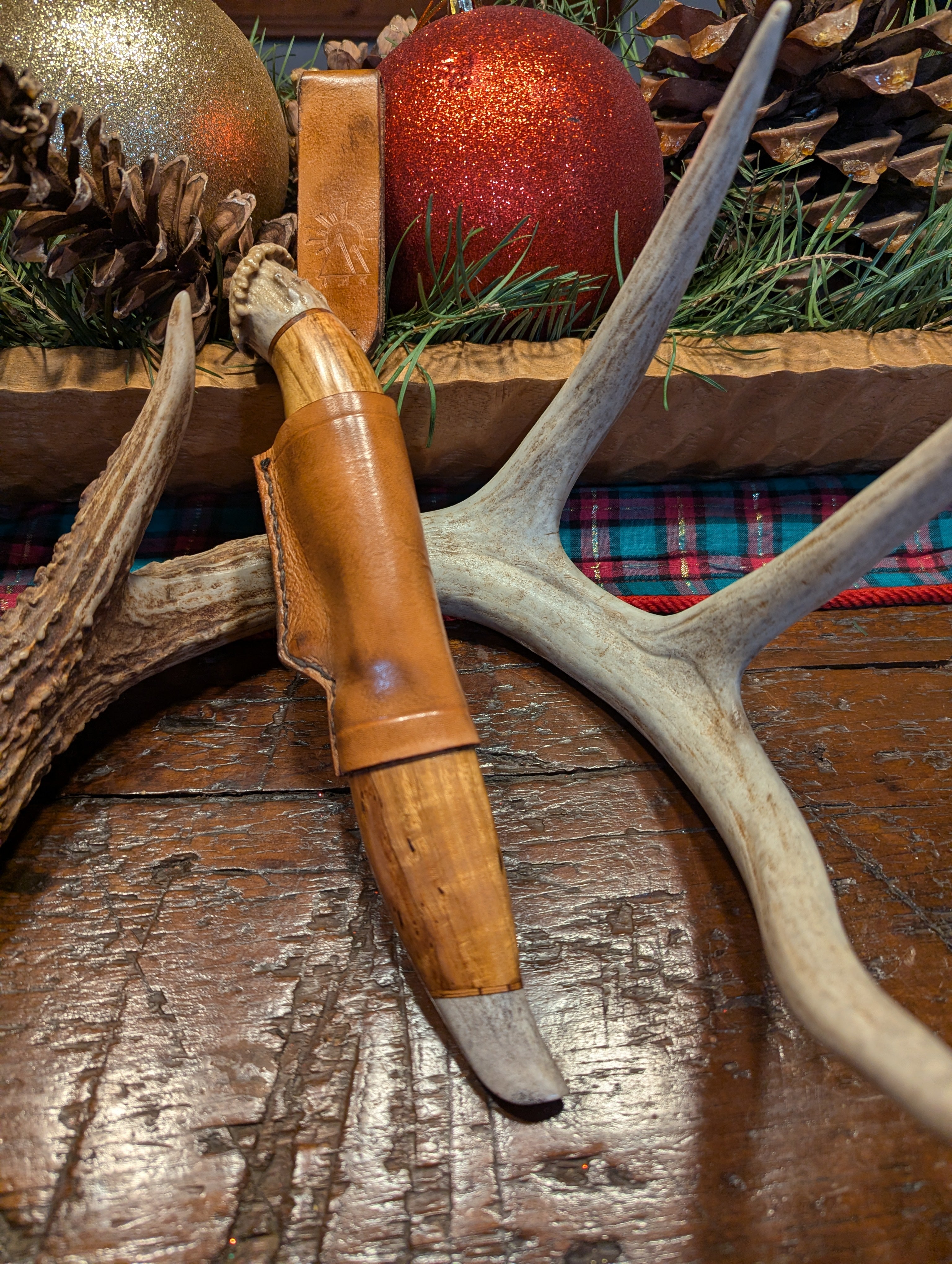 New Mountain Knives - Buckthorn and whitetail antler handle and sheath #14