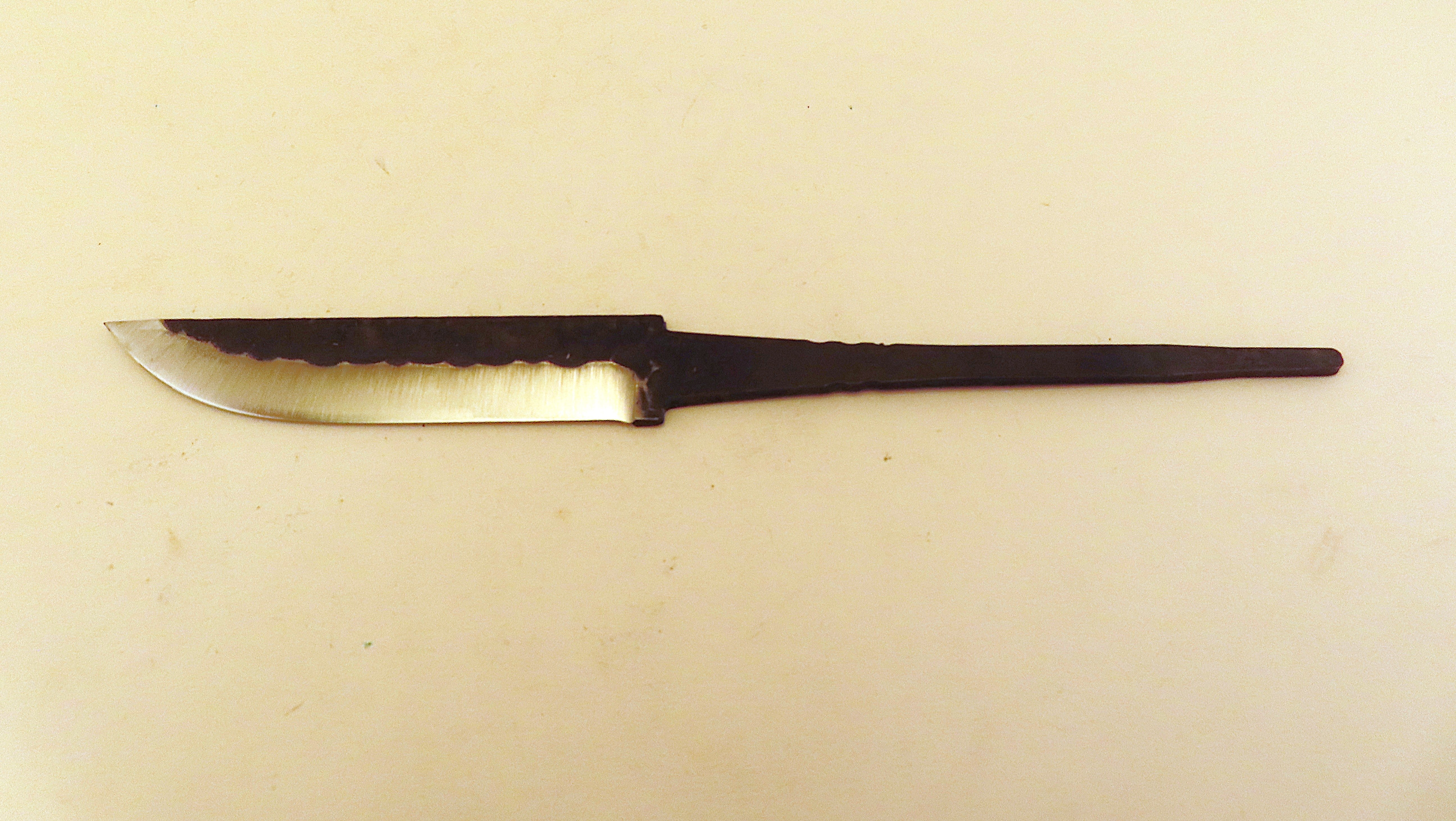 Lauri Carving 105 Hammered Carbon Steel Blade with Ricasso