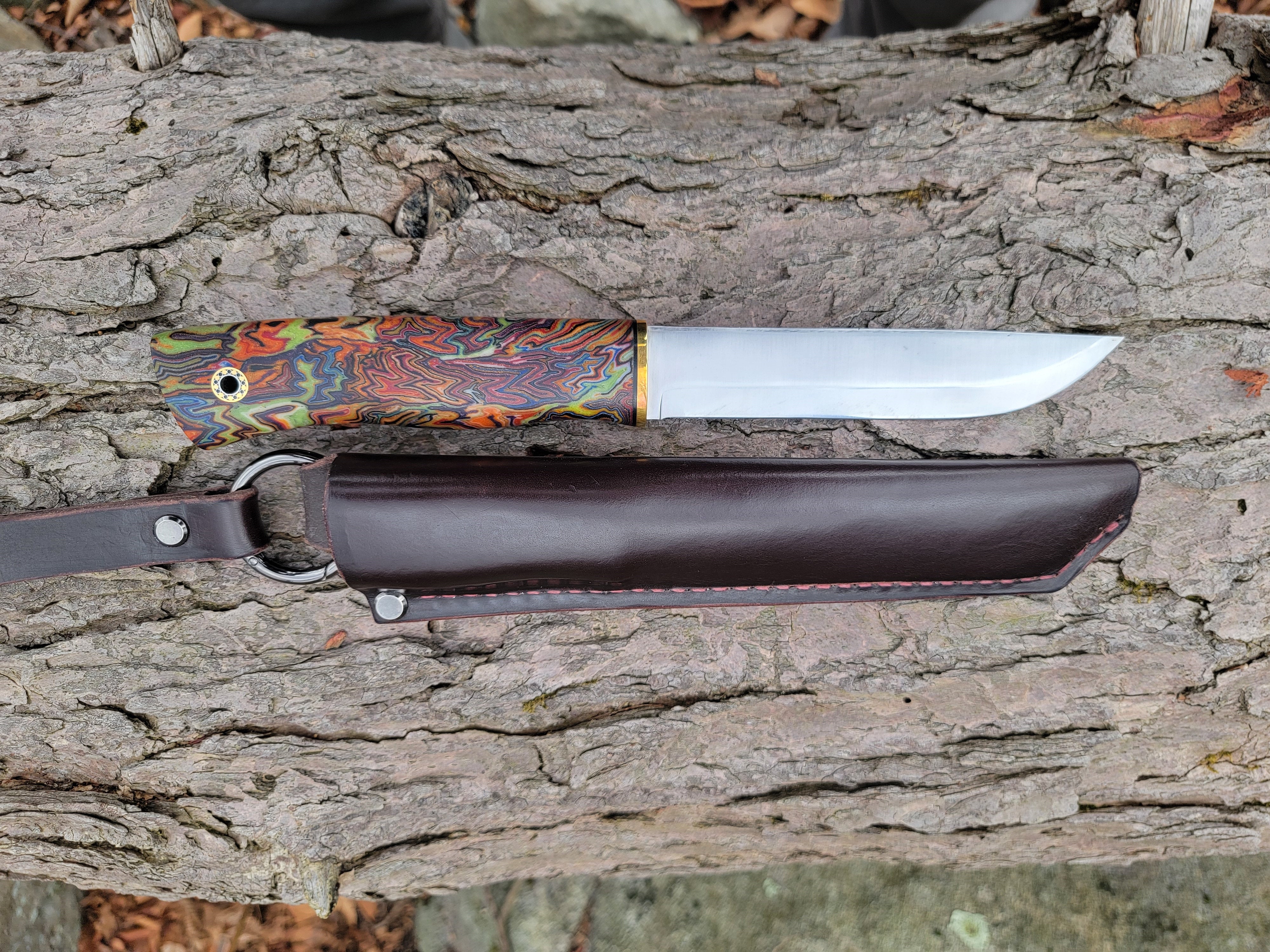 Pete's Custom Knives - Colorful Micarta Leuku #12