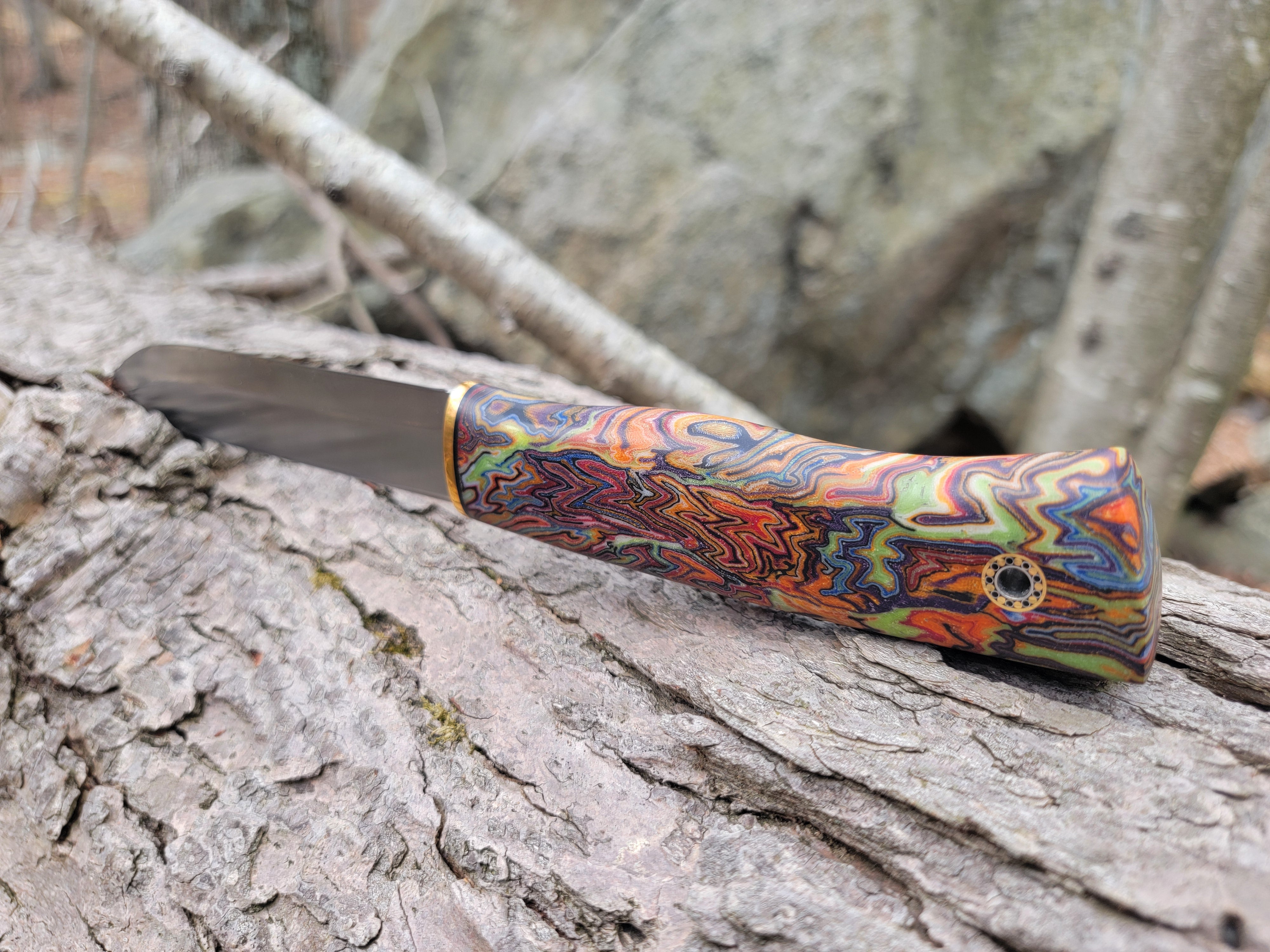 Pete's Custom Knives - Colorful Micarta Leuku #12