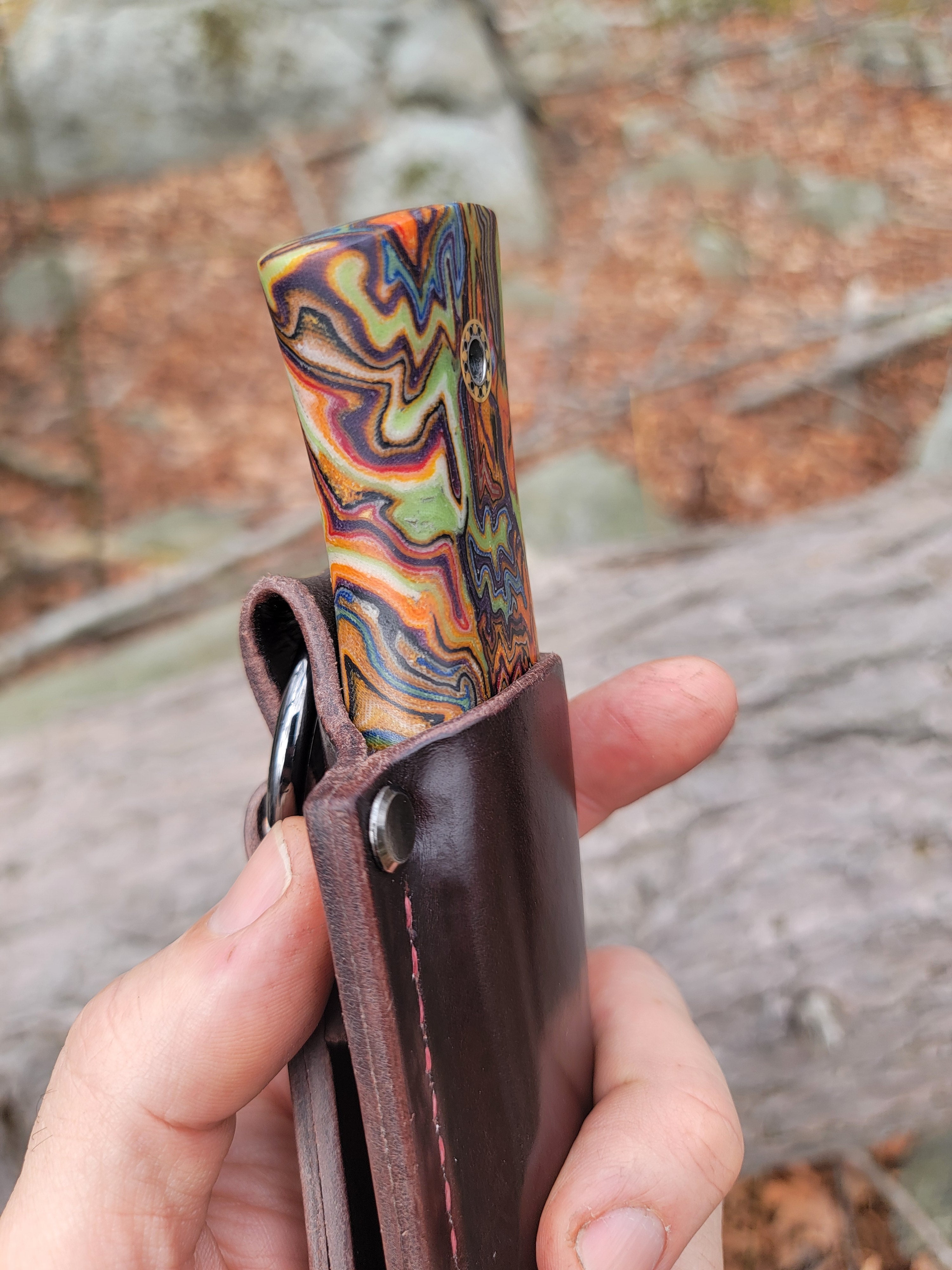 Pete's Custom Knives - Colorful Micarta Leuku #12