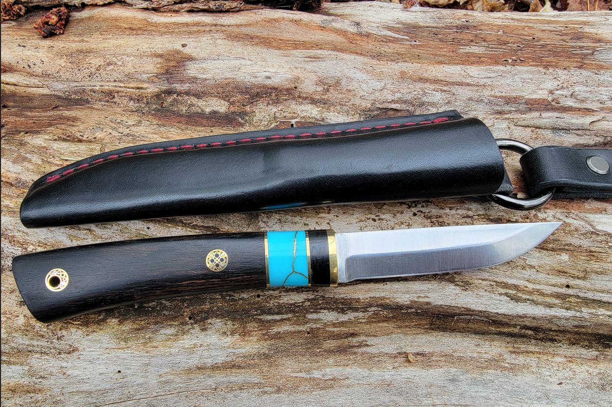 Pete's Custom Knives - Small EDC/Neck Puukko with TruStone Turquoise #16