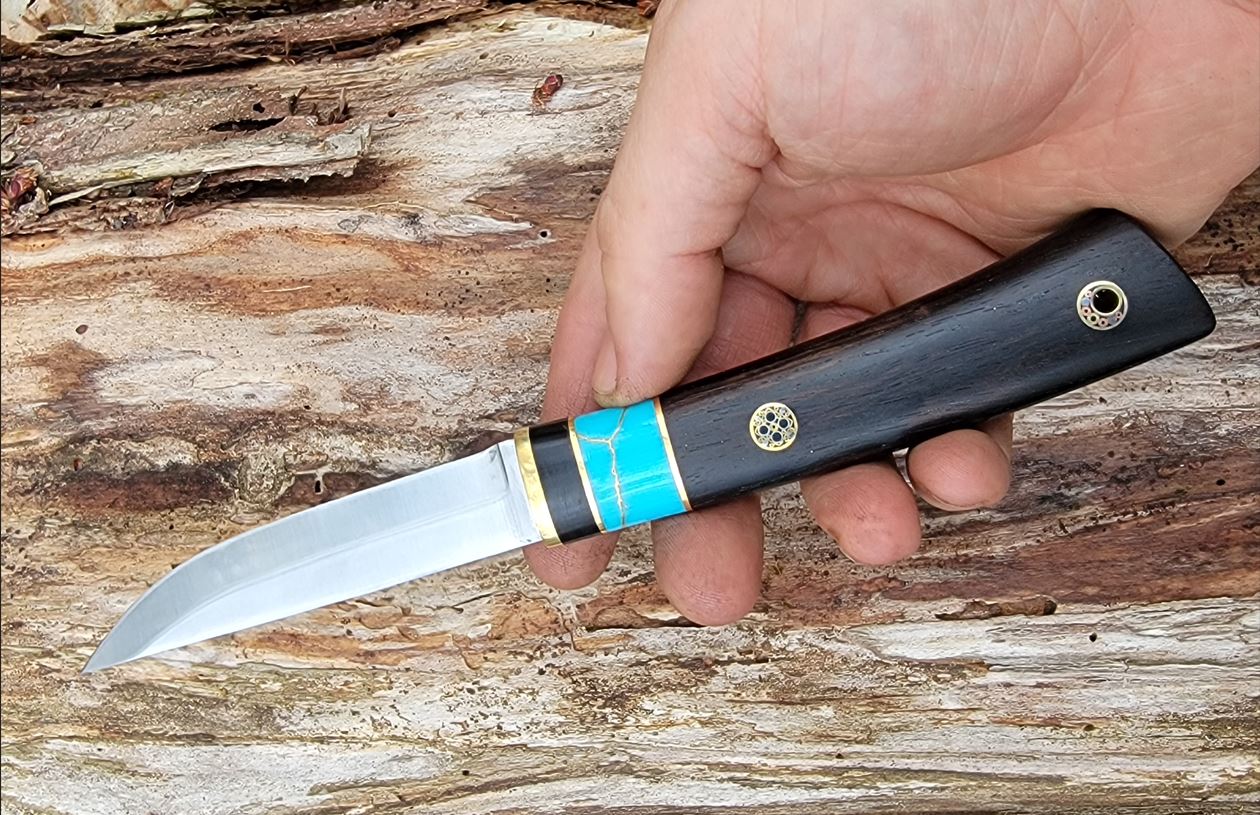 Pete's Custom Knives - Small EDC/Neck Puukko with TruStone Turquoise #16