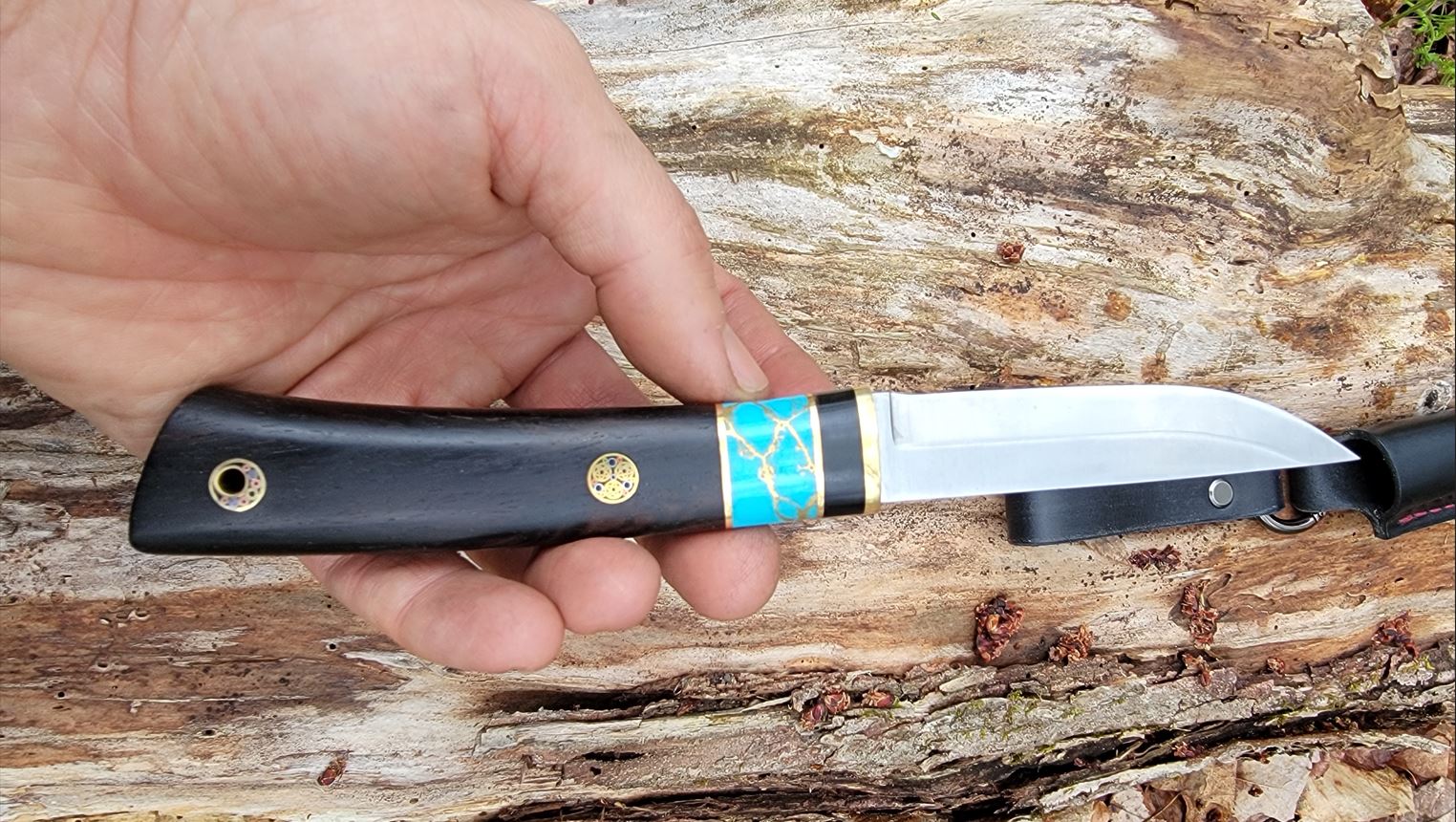 Pete's Custom Knives - Small EDC/Neck Puukko with TruStone Turquoise #16