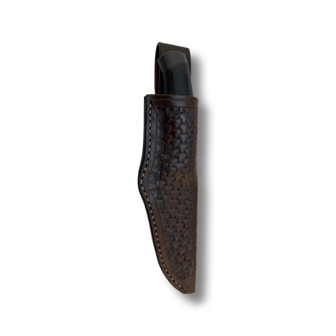 Pecks Woods Leather - Custom Mora Companion Sheath W/ Mora Companion #1. Hand Made in our leather shop!