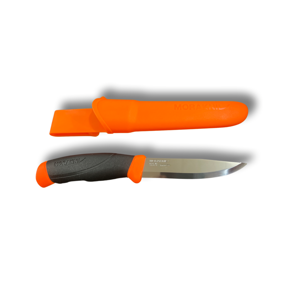 Mora Knives Orange Companion F Fixed, Serrated SS Blade, Rubber Handle