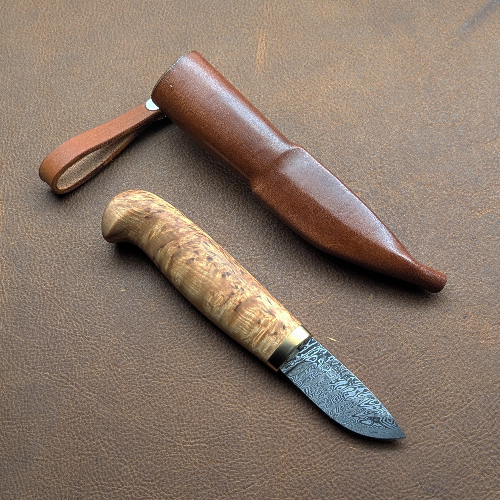 Thacker Knives #24 "Bird's Head" Damascus Puukko